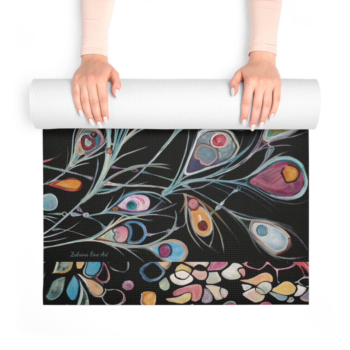 "Peacock Feather Kaliedescope" Yoga Mat by Zabrina Fine Art