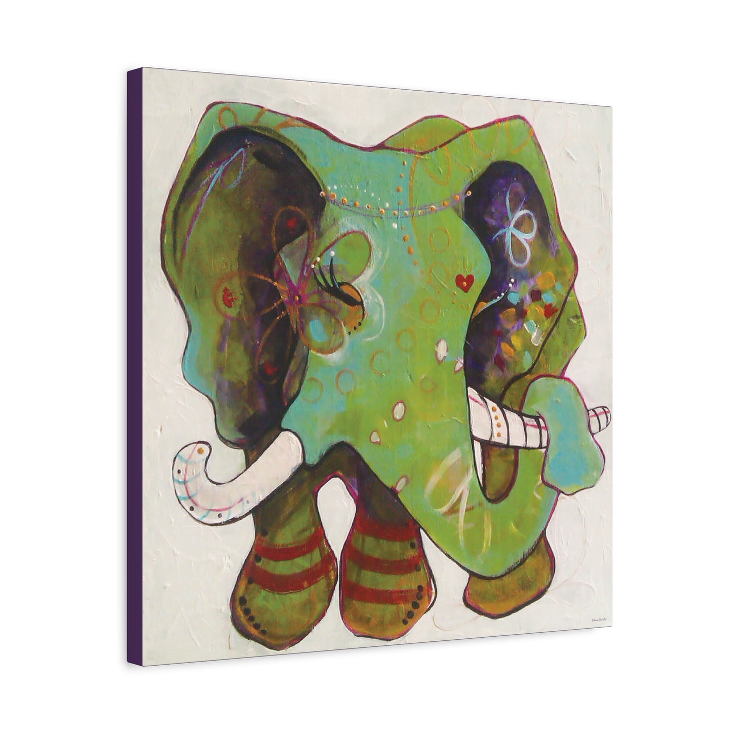 "Green Elephant" Unframed Canvas Bossanova Purple Edge Reproduction by Zabrina Fine Art