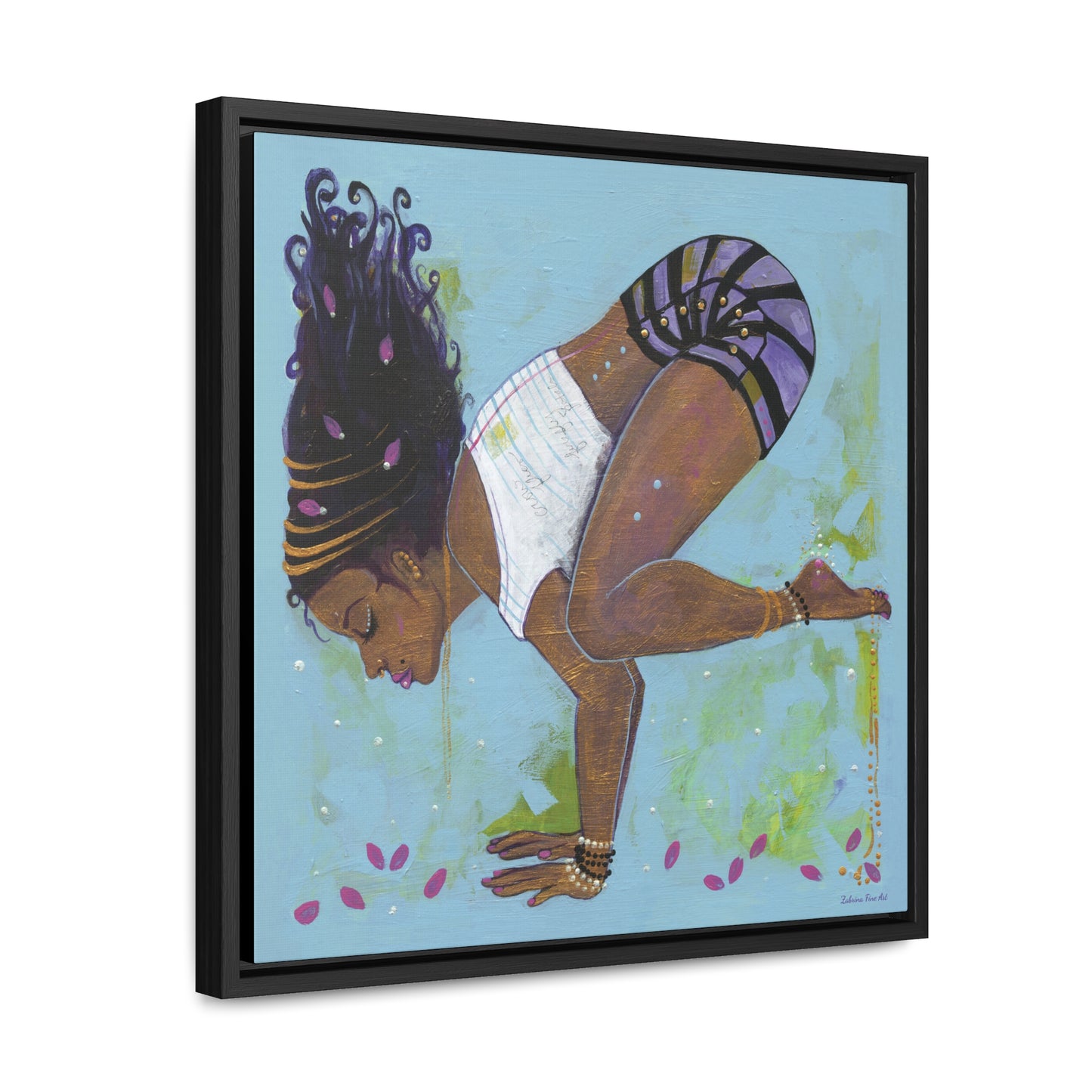 "Crow Pose" Framed Canvas Fine Art Reproduction by Zabrina Fine Art
