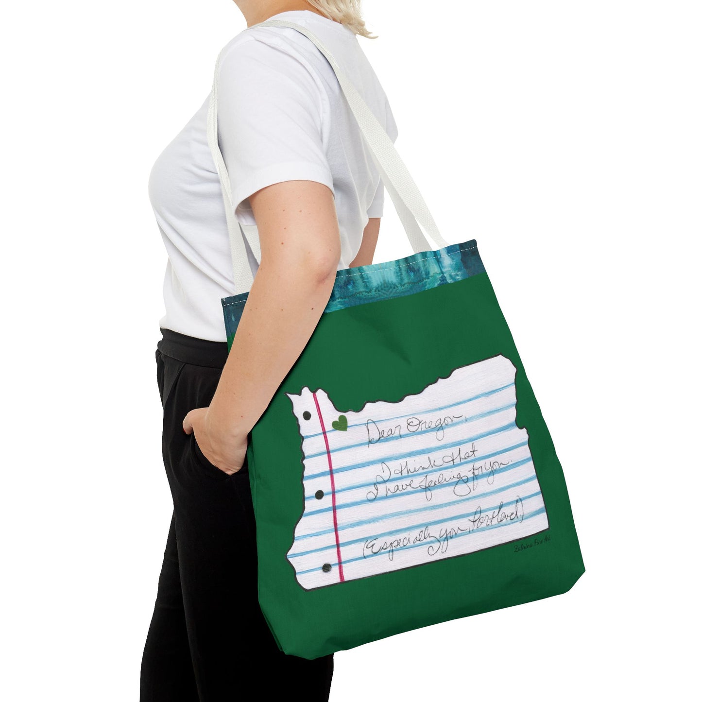 "Oregon Love Letter" Tote Bag Green by Zabrina Fine Art