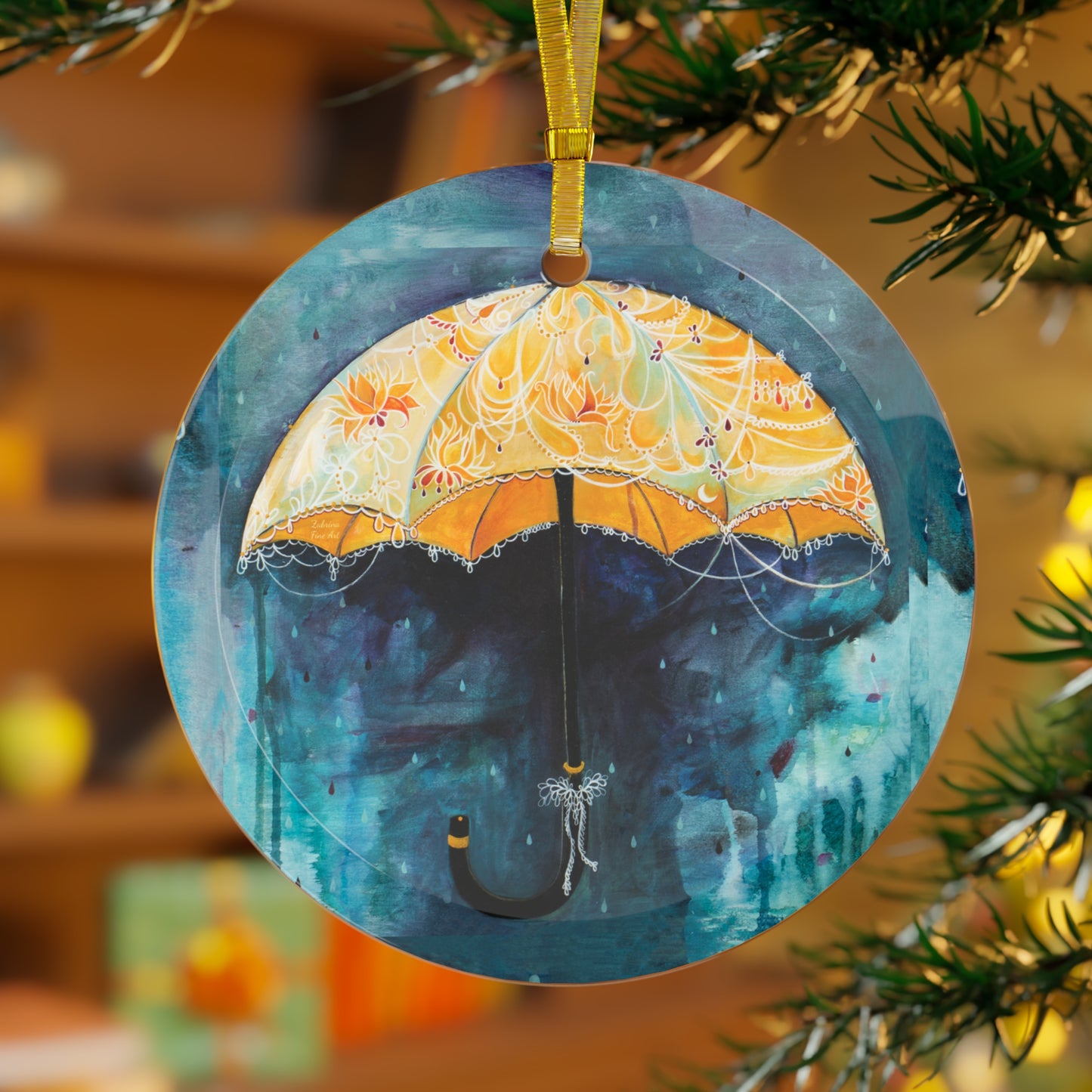 "Rain Glow" Glass Ornament by Zabrina Fine Art