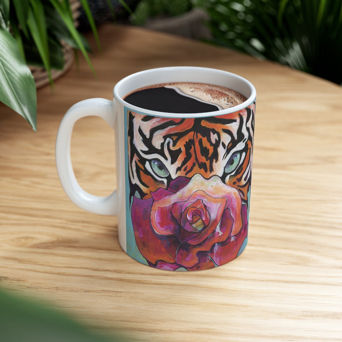 "Tiger Rose" Ceramic Mug by Zabrina Fine Art