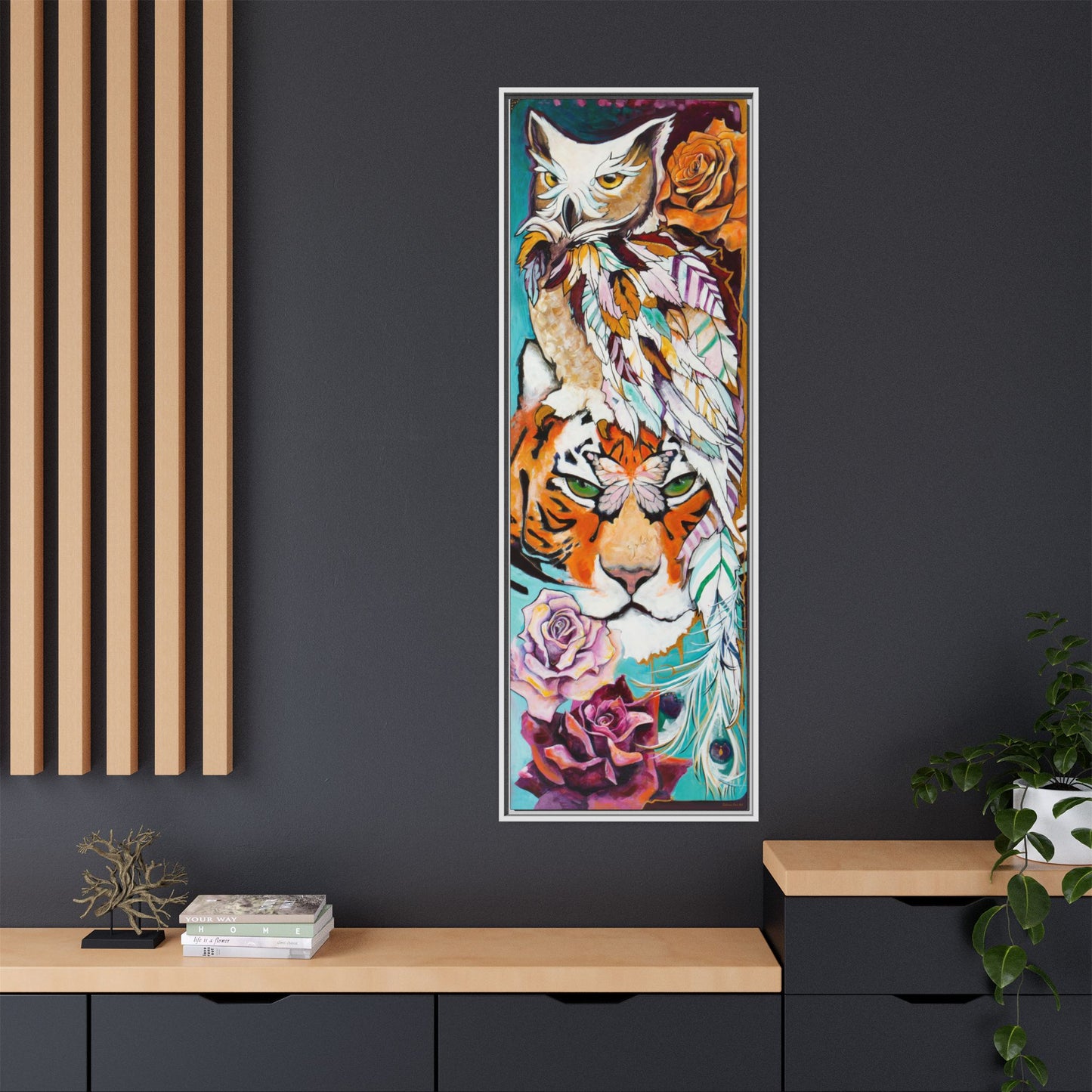 "Owl and Pussycat" Framed Canvas Fine Art Reproduction by Zabrina Fine Art