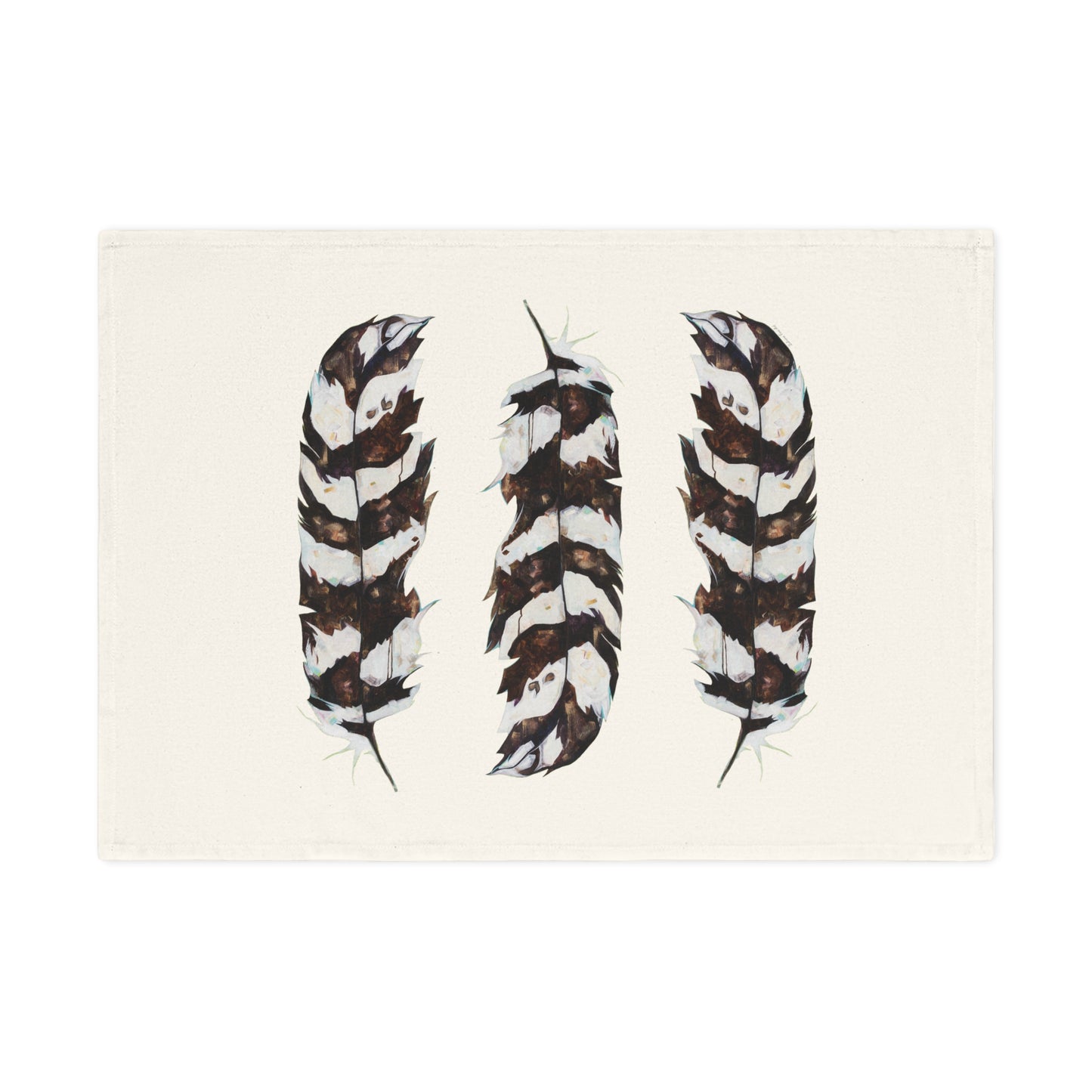 "Feathers Three" Cotton Tea Towel by Zabrina Fine Art
