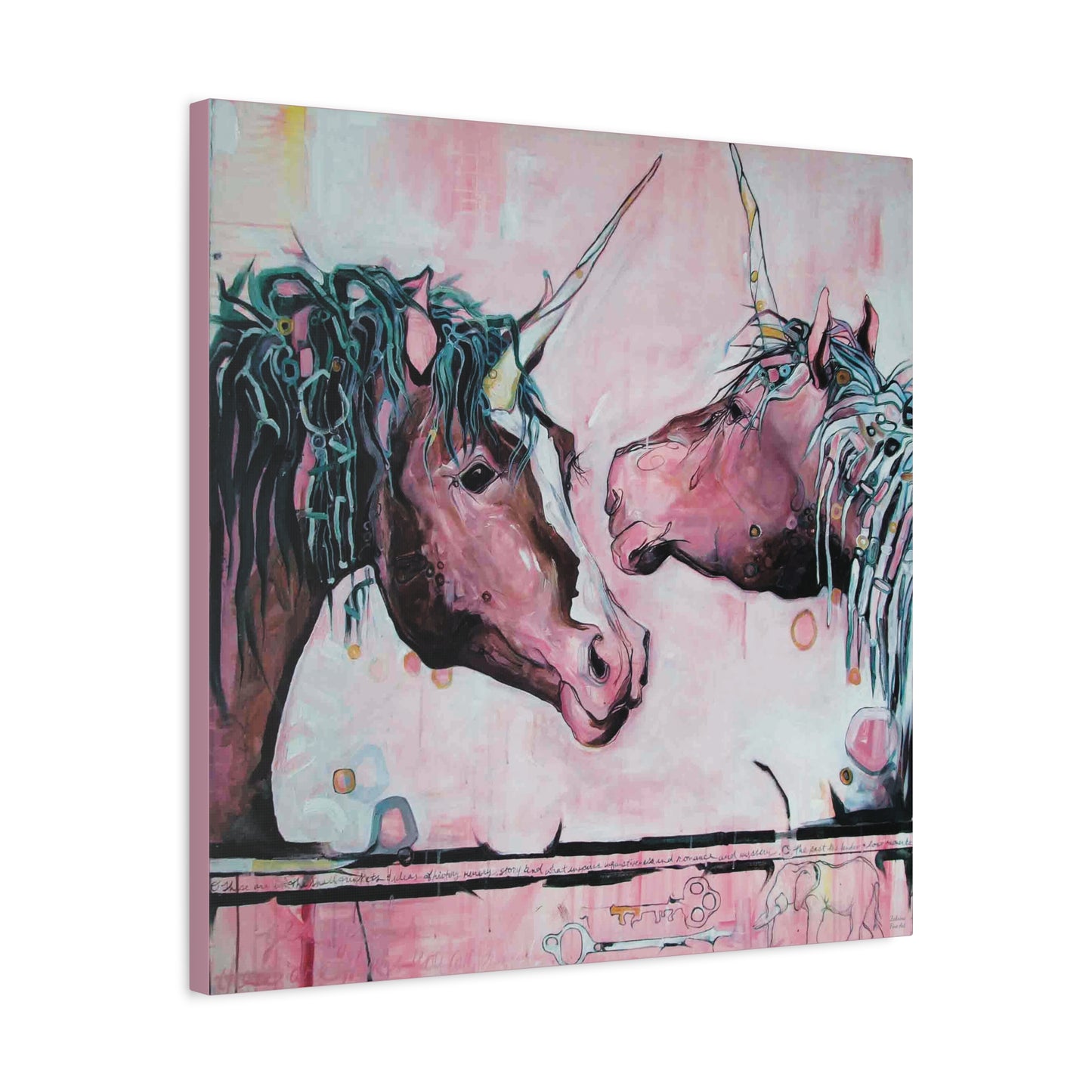 "Unicorns Are Real" Unframed Canvas Pink Edge Reproduction by Zabrina Fine Art