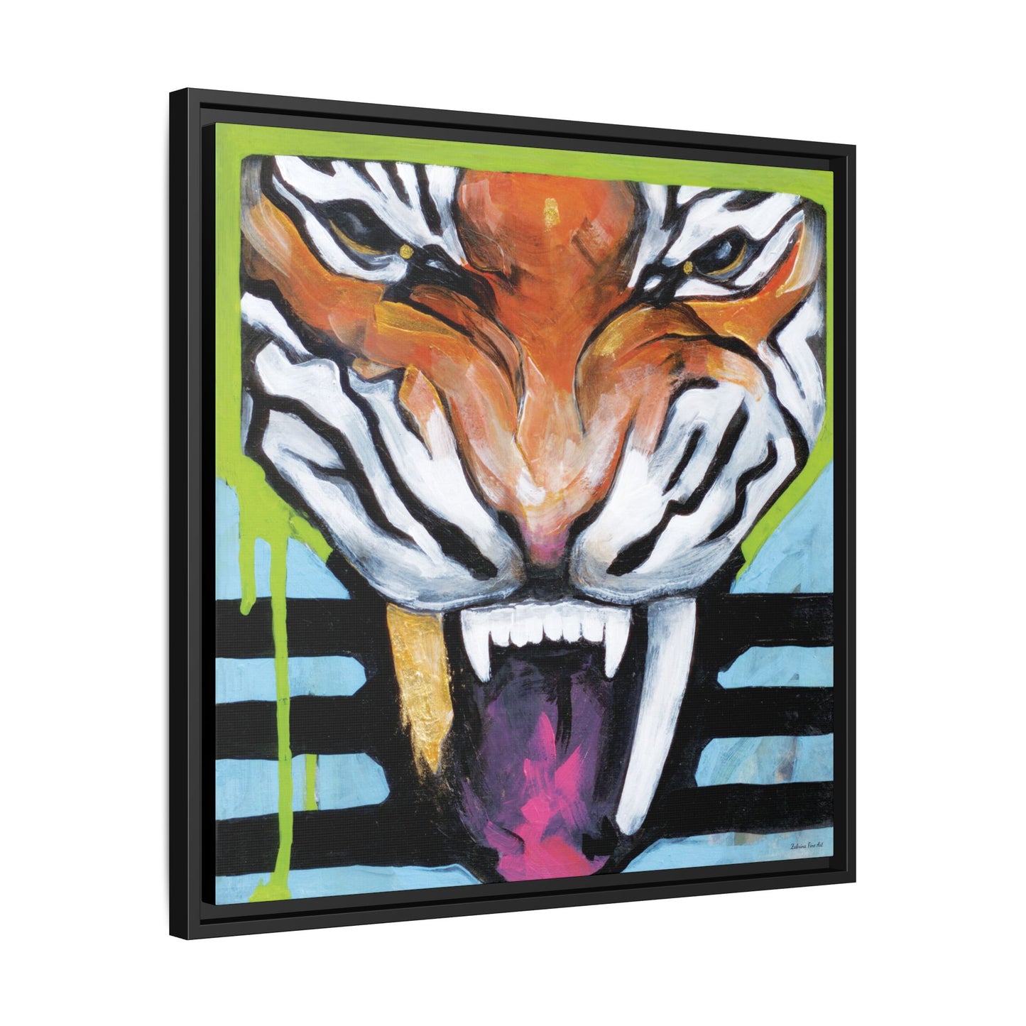 "Tiger Fang" Framed Canvas Fine Art Reproduction by Zabrina Fine Art