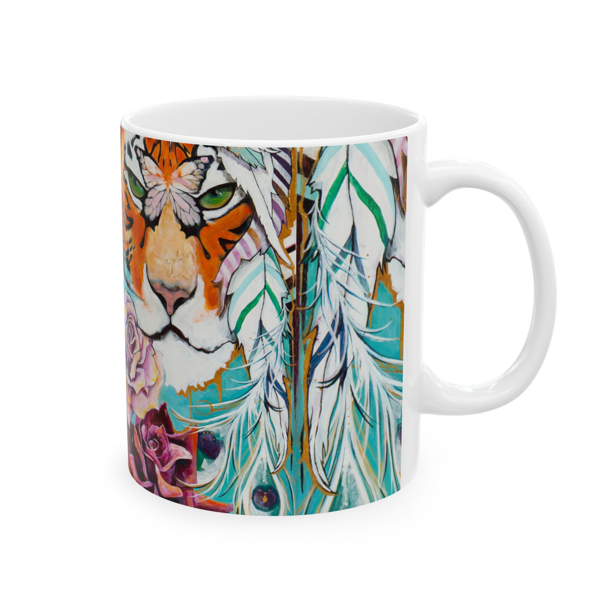 "Tiger Rose" Ceramic Mug by Zabrina Fine Art