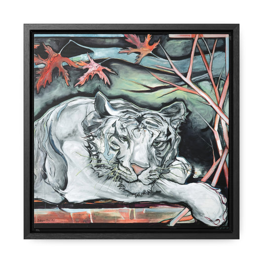 "White Tiger Portrait" Framed Canvas Fine Art Reproduction by Zabrina Fine Art