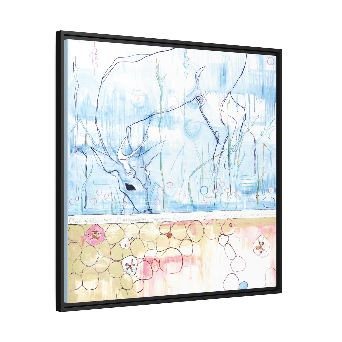 "One Antler Deer" Framed Canvas Fine Art Reproduction by Zabrina Fine Art