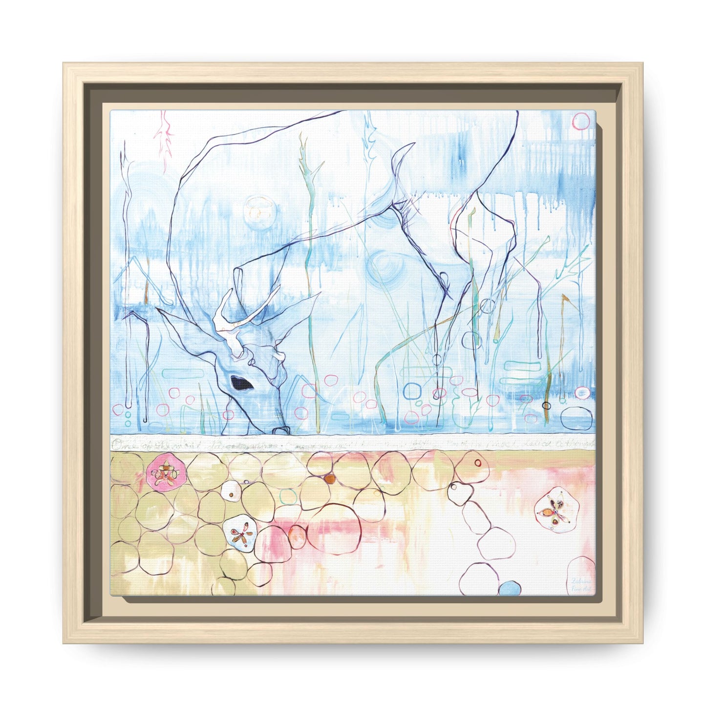 "One Antler Deer" Framed Canvas Fine Art Reproduction by Zabrina Fine Art