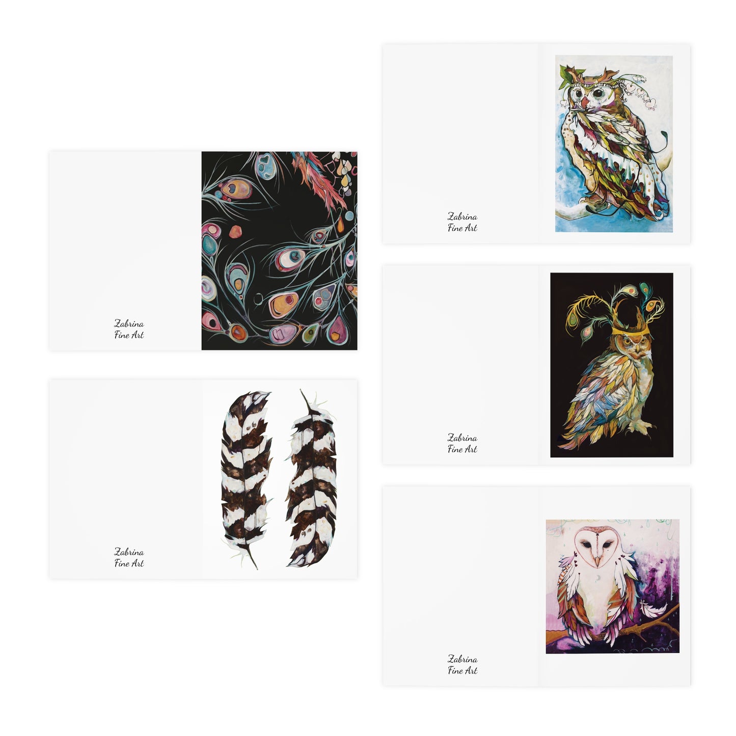 "Feathers" Greeting Cards by Zabrina Fine Art (set of 5) FREE SHIPPING