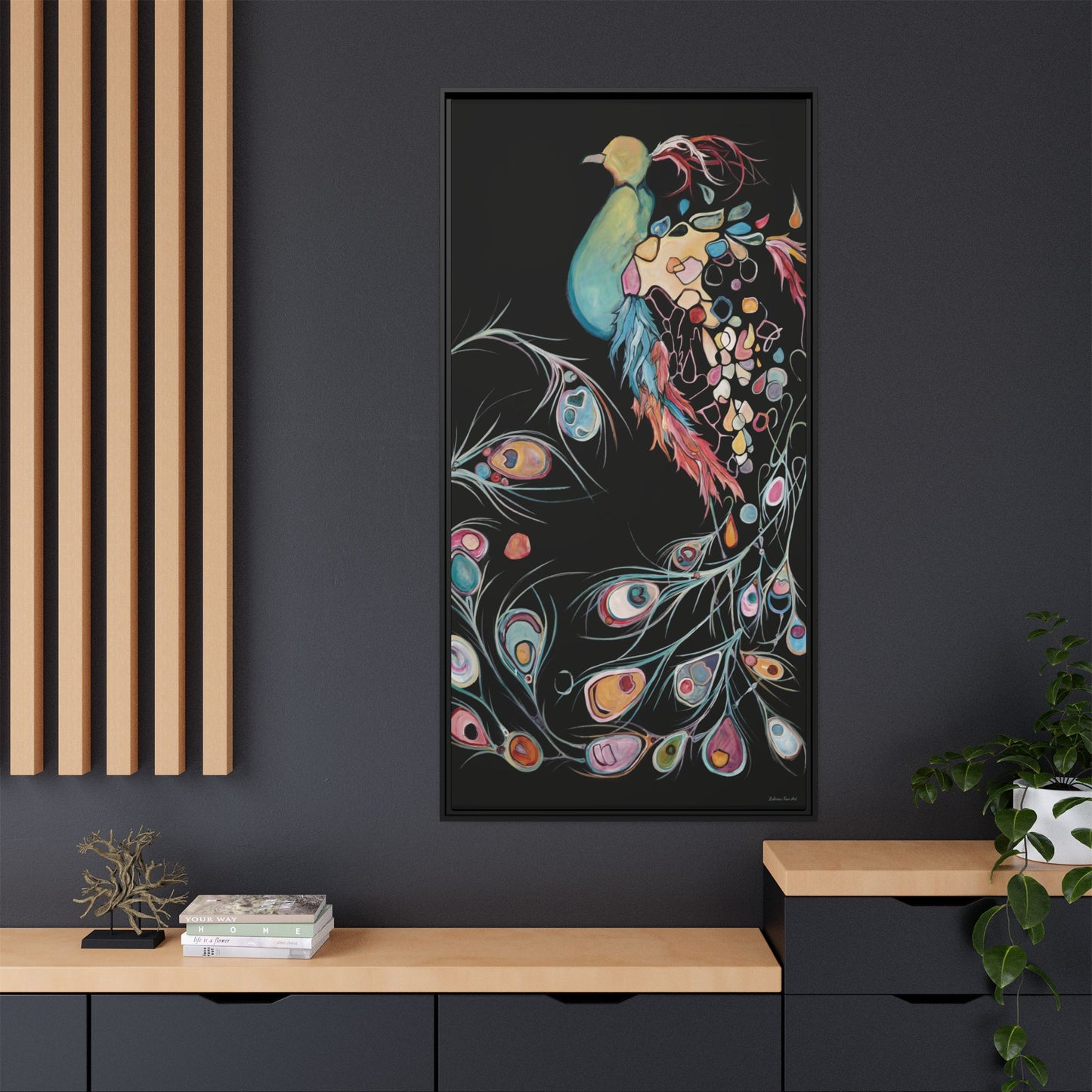 "Peacock" Framed Canvas Fine Art Reproduction by Zabrina Fine Art