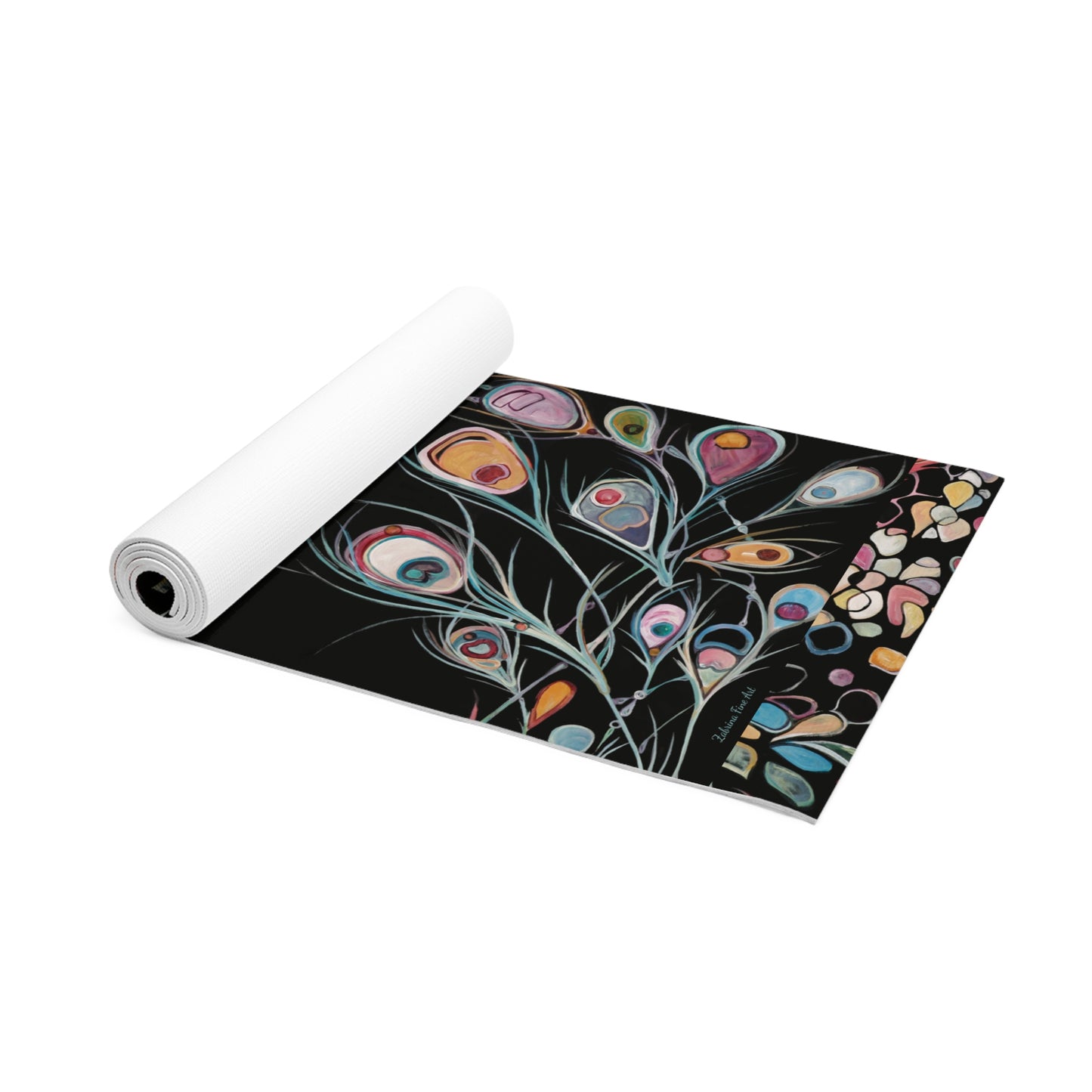 "Peacock Feather Kaliedescope" Yoga Mat by Zabrina Fine Art