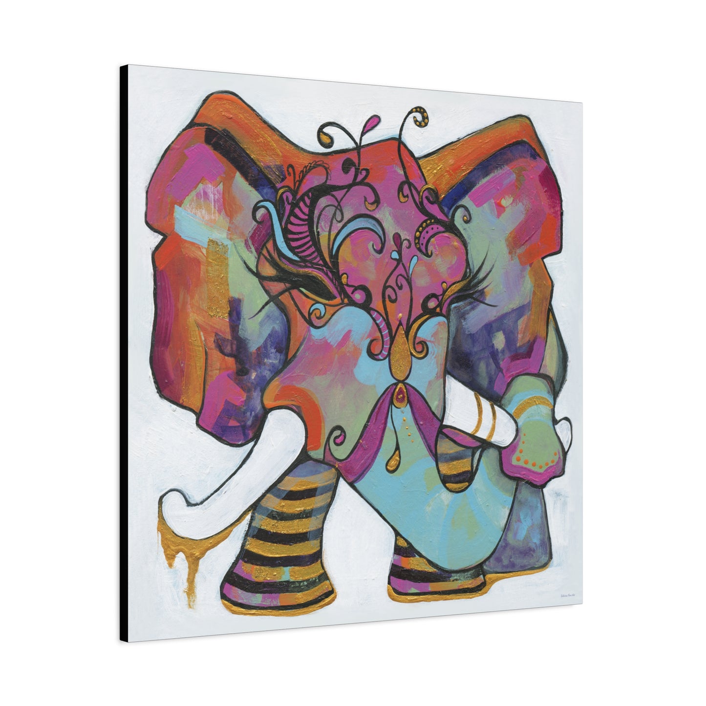 "Masquerade Elephant" Unframed Canvas Black Edge Reproduction by Zabrina Fine Art