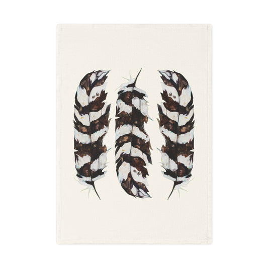 "Three Feathers" Cotton Tea Towel by Zabrina Fine Art