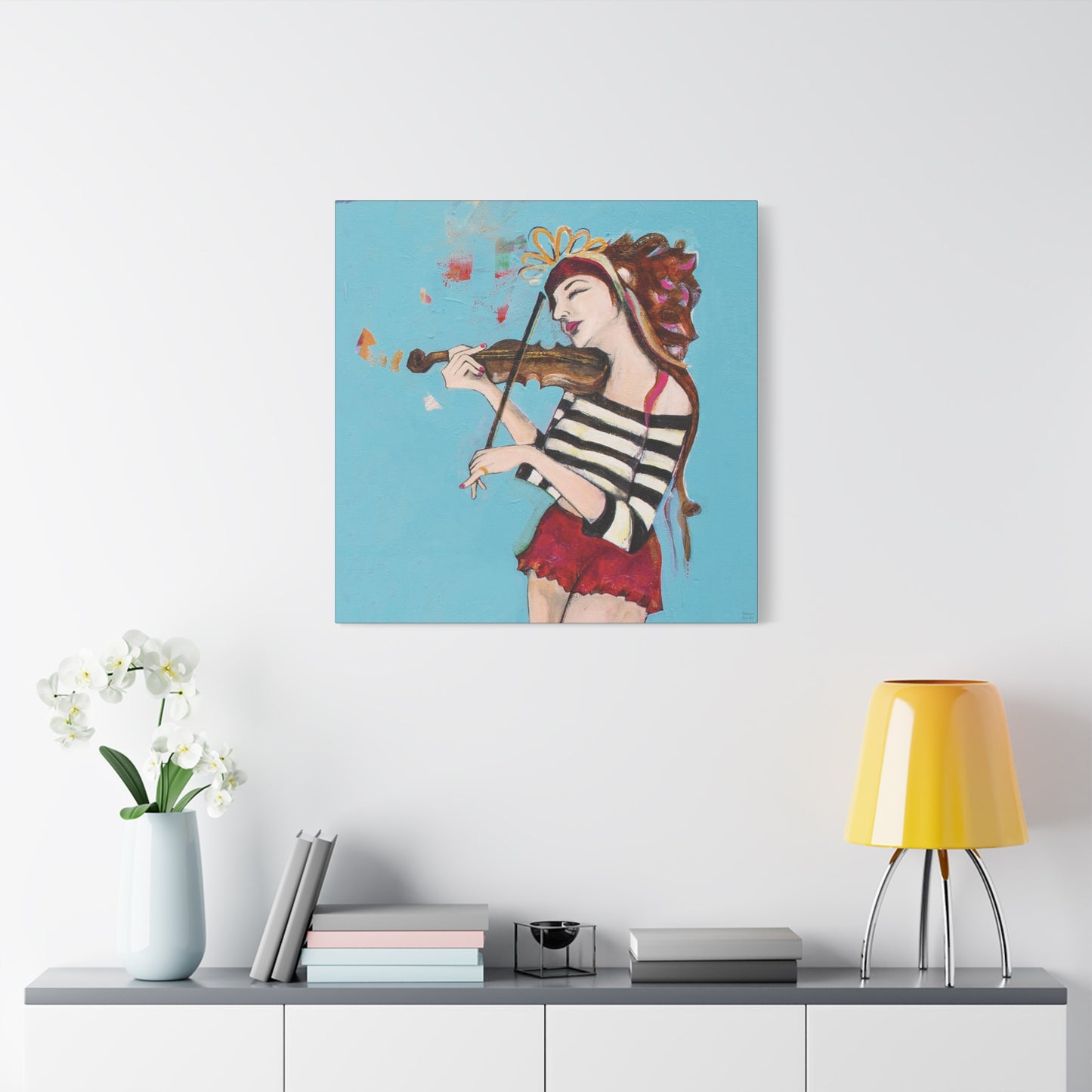 "The Violinist" Unframed Canvas Black Edge Reproduction by Zabrina Fine Art