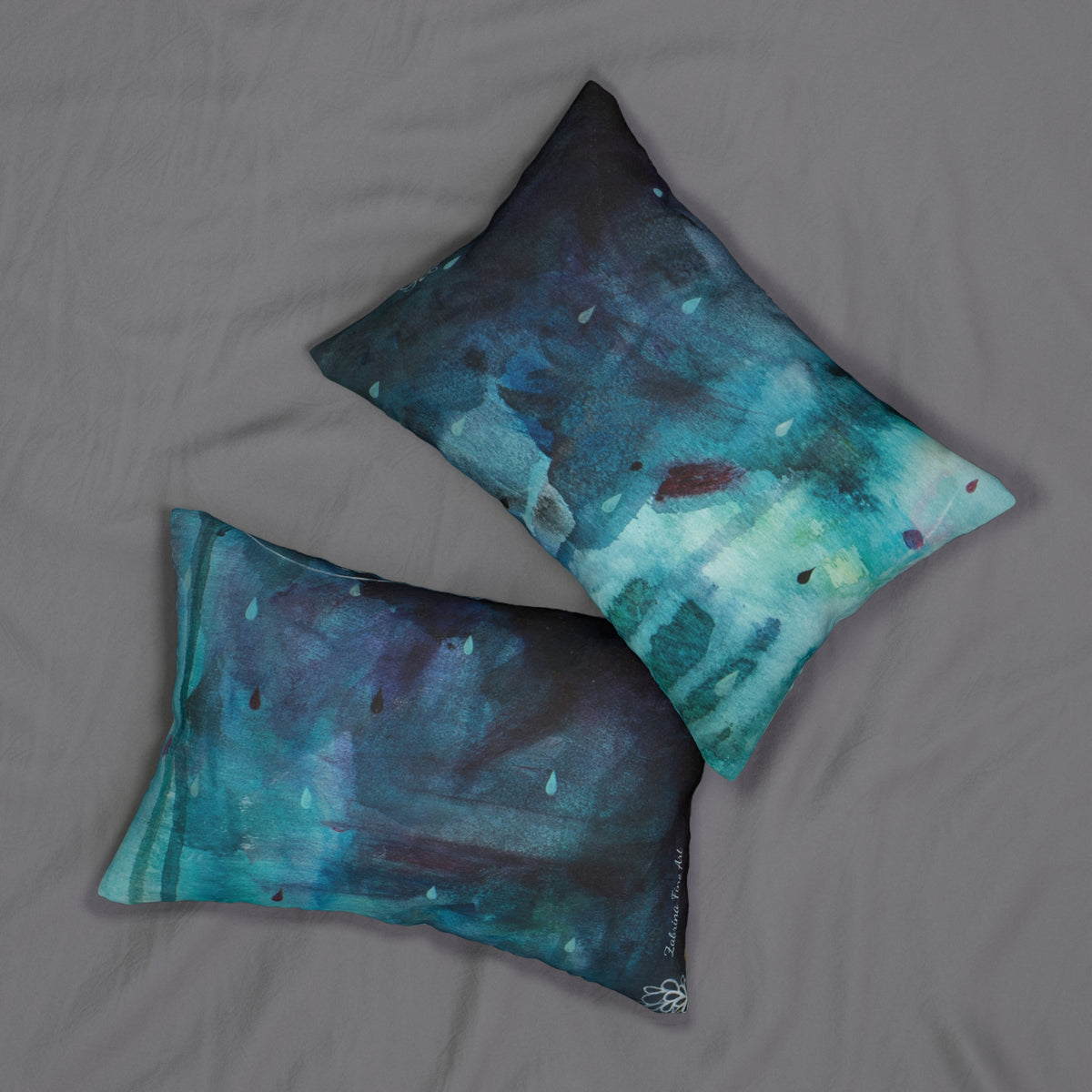 "I Love Rainy Days" Throw Pillow on Wine by Zabrina Fine Art