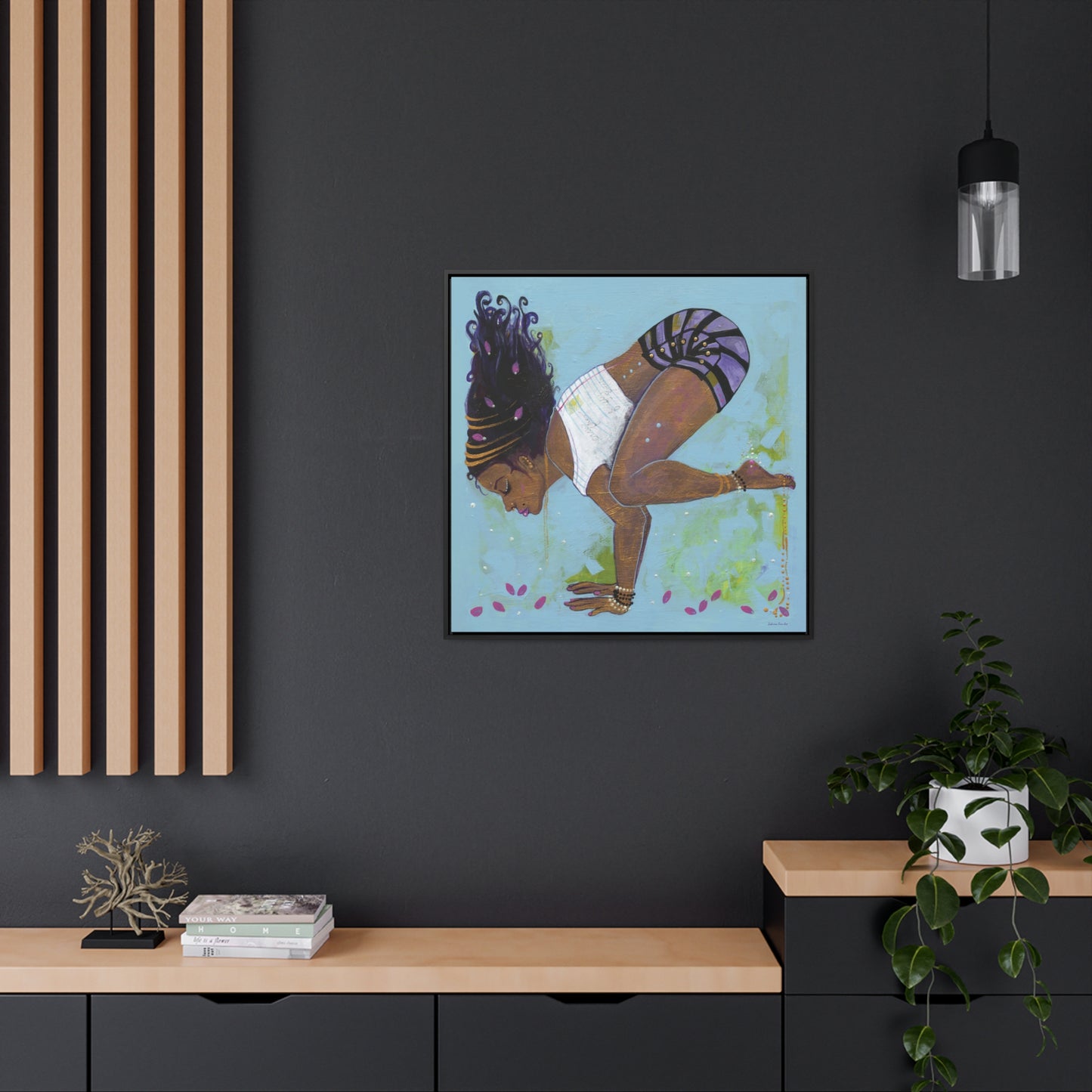 "Crow Pose" Framed Canvas Fine Art Reproduction by Zabrina Fine Art