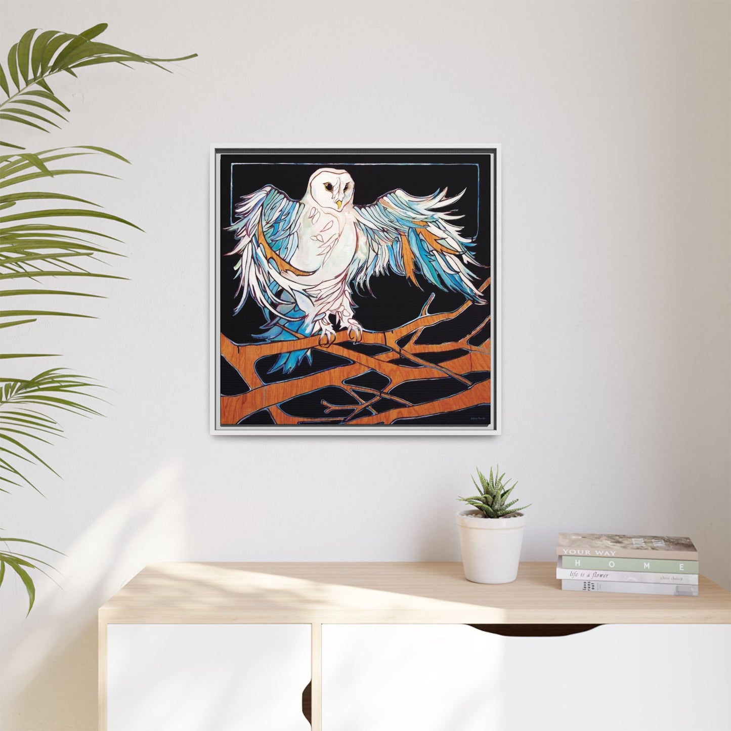 "Blue Owl" Framed Canvas Fine Art Reproduction by Zabrina Fine Art
