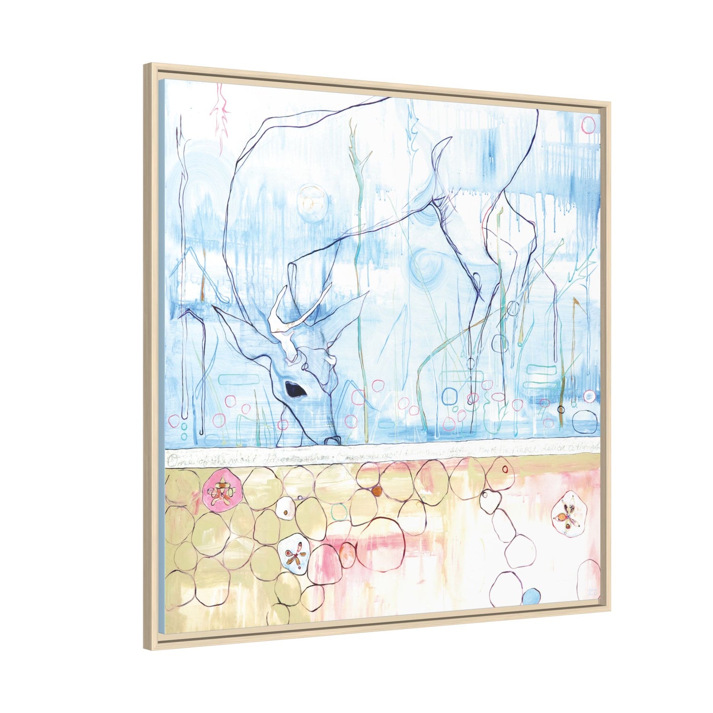 "One Antler Deer" Framed Canvas Fine Art Reproduction by Zabrina Fine Art