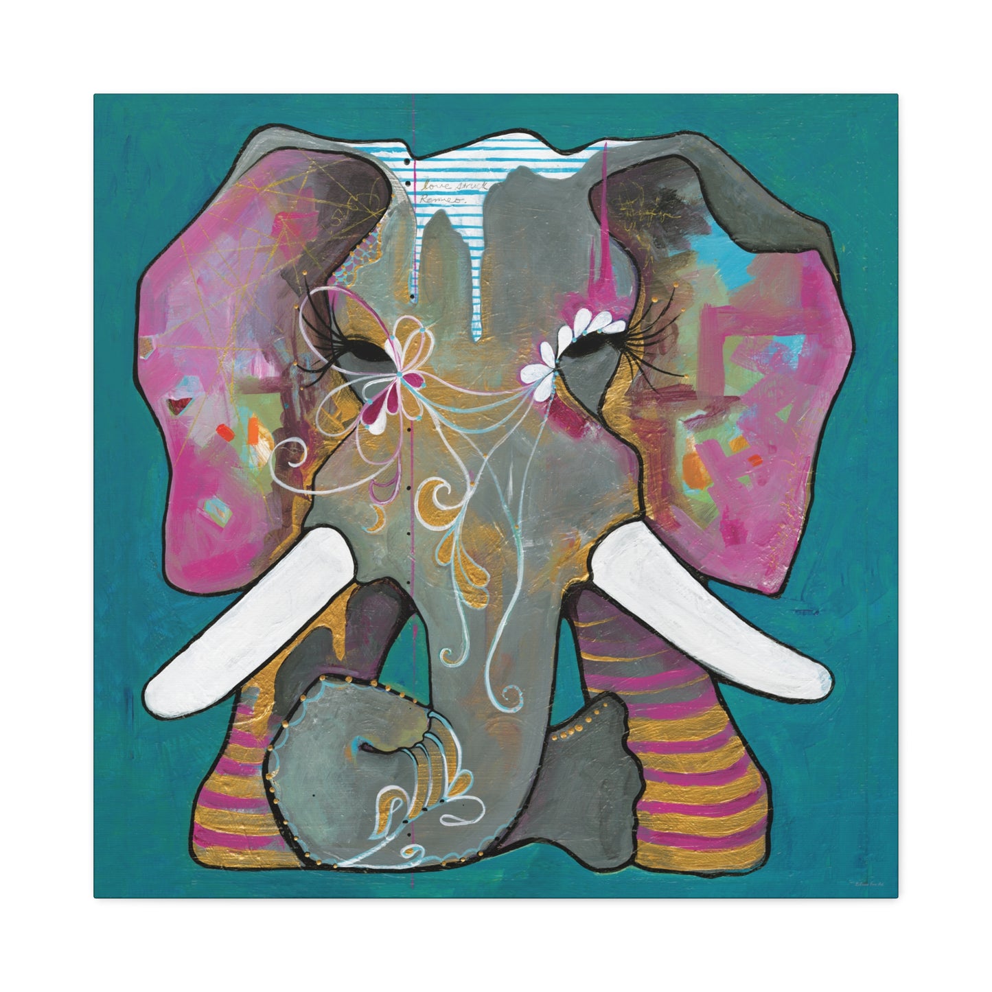 "Romeo Elephant" Unframed Canvas Black Edge Reproduction by Zabrina Fine Art