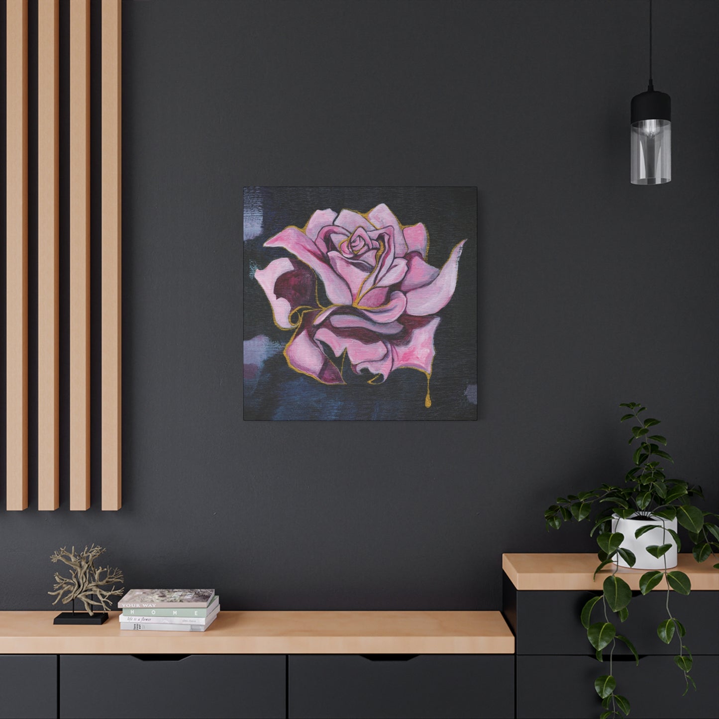 "Gilded Rose" Unframed Canvas Black Edge Reproduction by Zabrina Fine Art