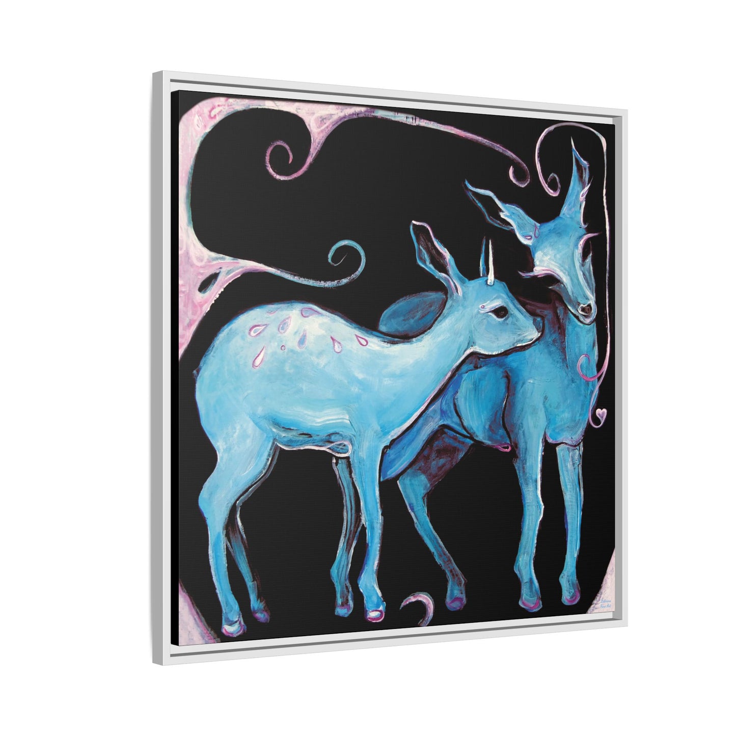 "Deer Love" Framed Canvas Fine Art Reproduction by Zabrina Fine Art