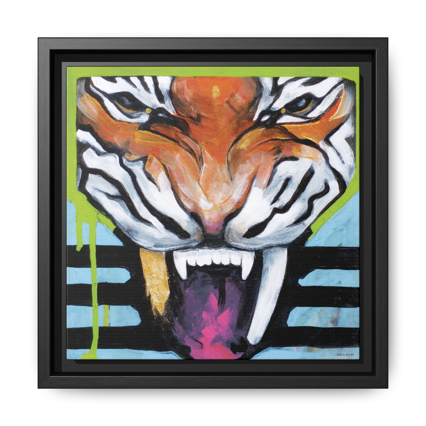 "Tiger Fang" Framed Canvas Fine Art Reproduction by Zabrina Fine Art