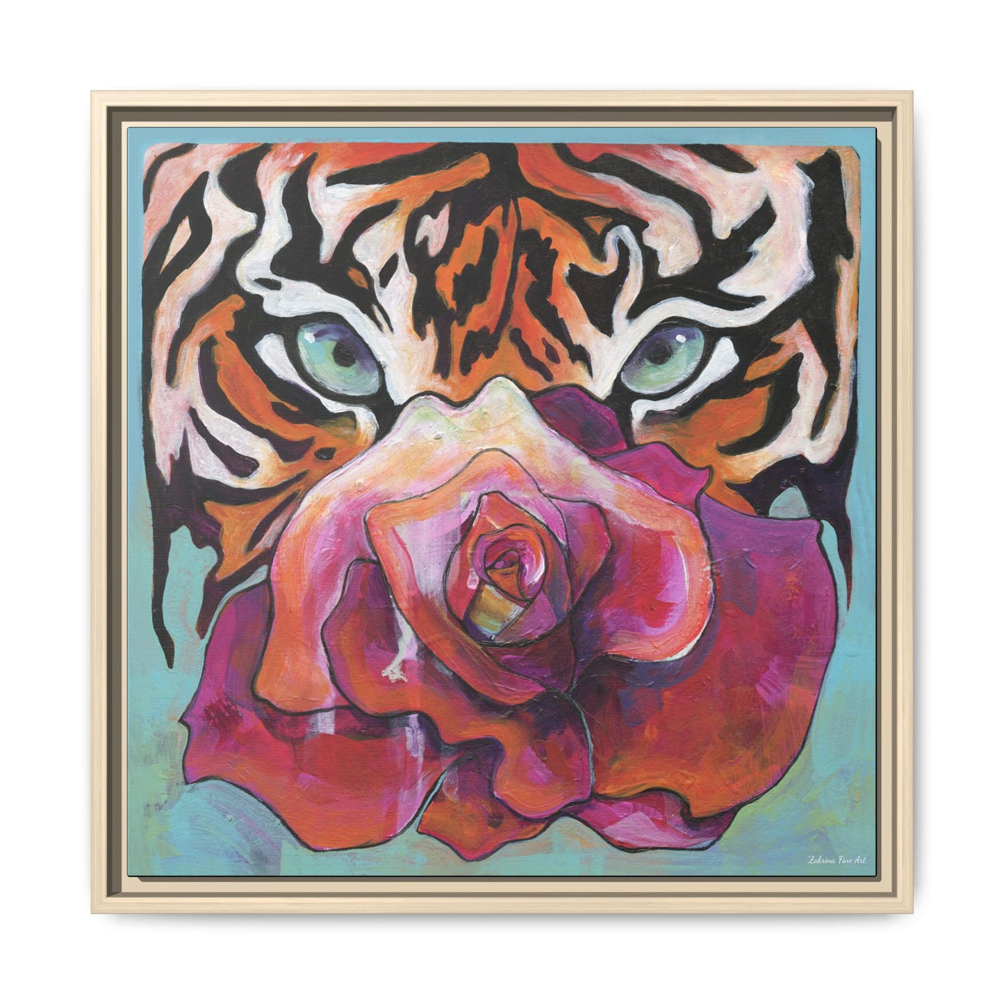 "Tiger Rose" Framed Canvas Fine Art Reproduction by Zabrina Fine Art