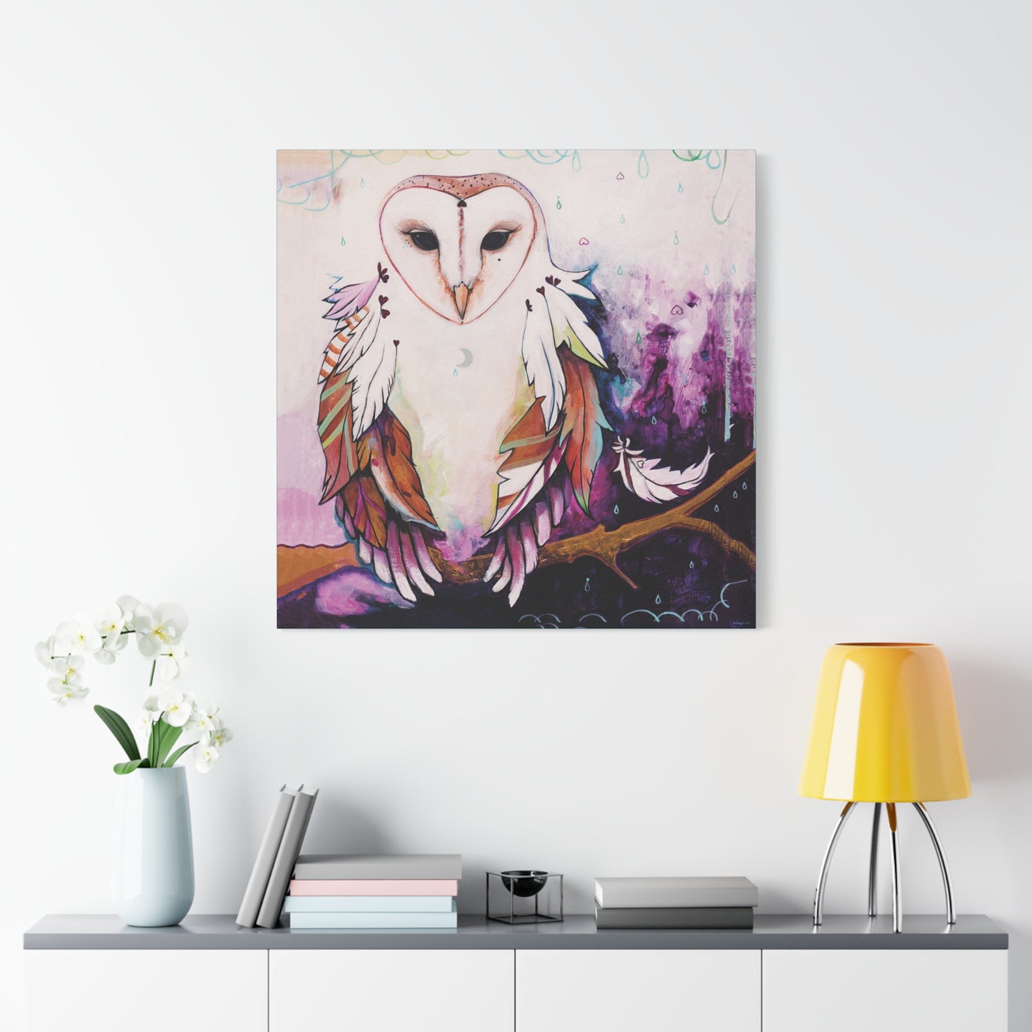 "Rainy Day Owl" Unframed Canvas Neptune Blue Edge Reproduction by Zabrina Fine Art