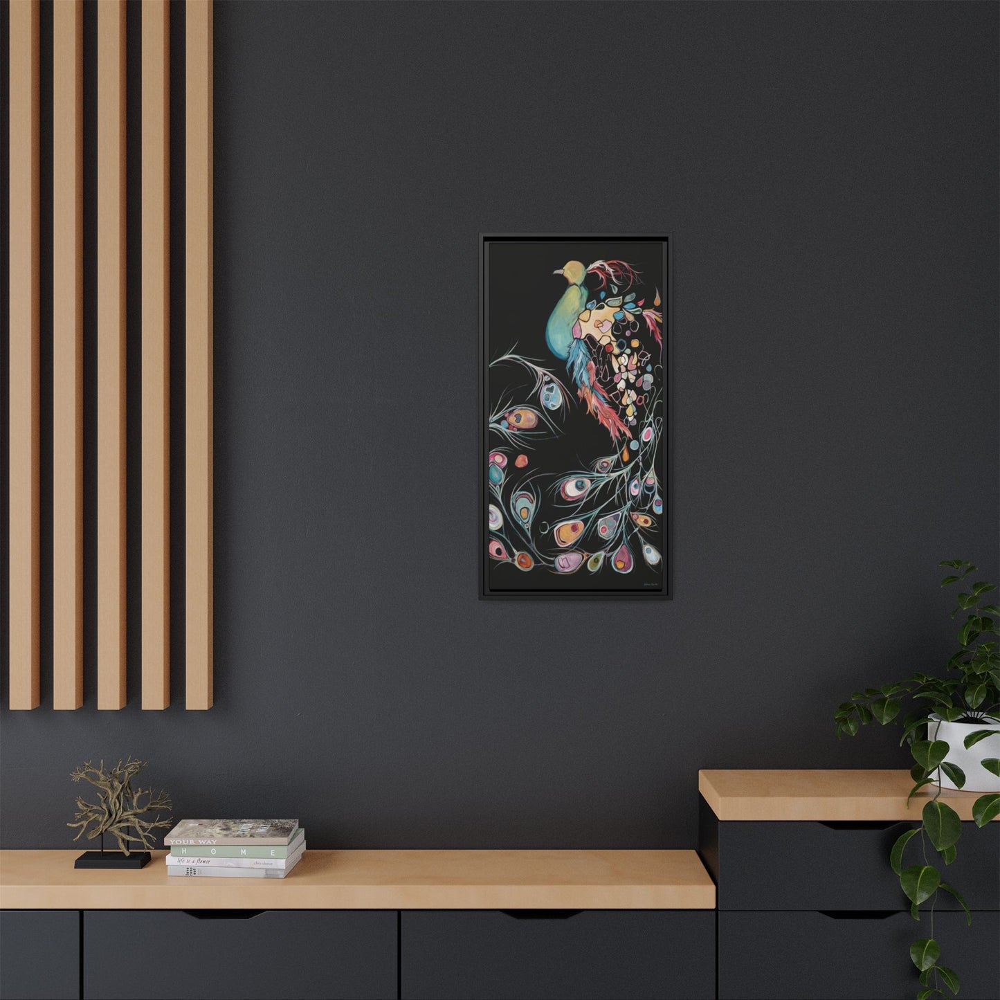 "Peacock" Framed Canvas Fine Art Reproduction by Zabrina Fine Art