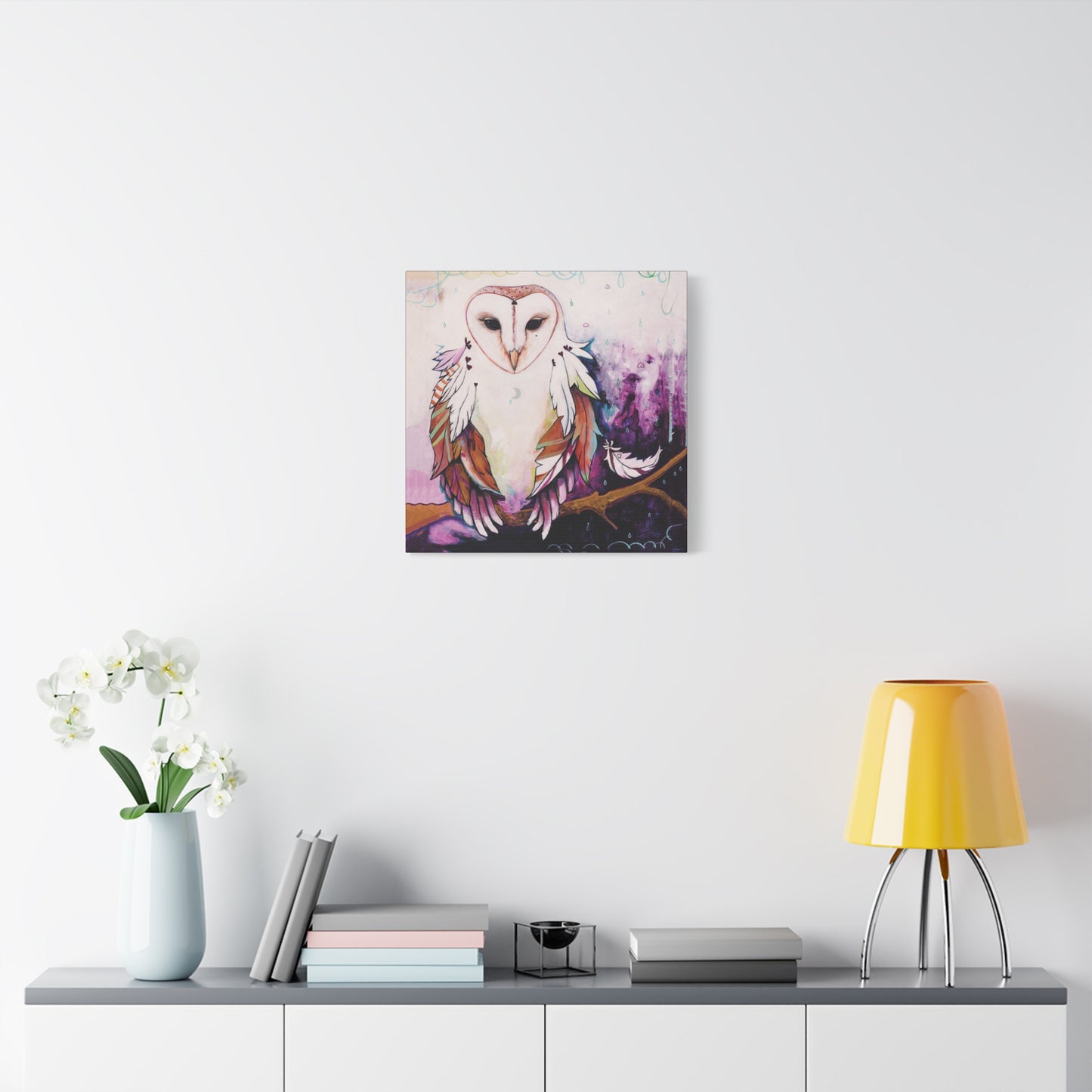 "Rainy Day Owl" Unframed Canvas Black Edge Reproduction by Zabrina Fine Art