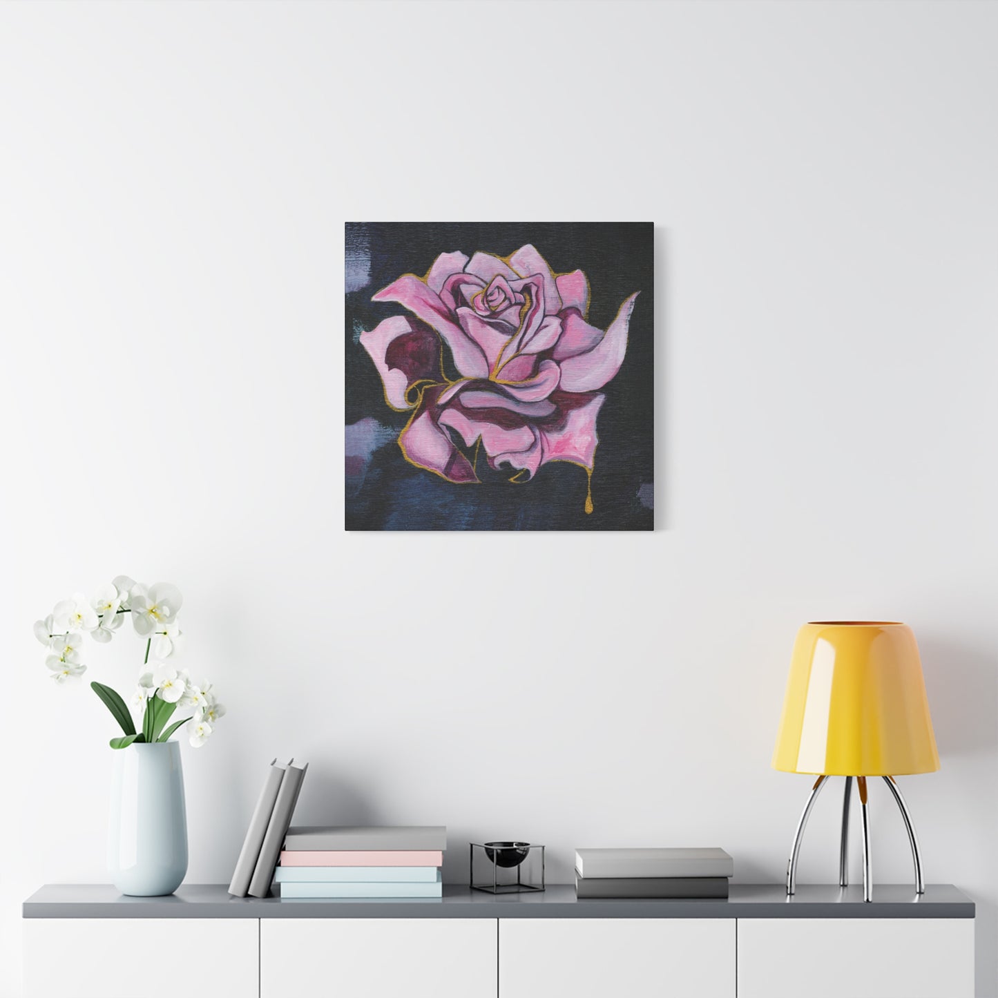 "Gilded Rose" Unframed Canvas Black Edge Reproduction by Zabrina Fine Art