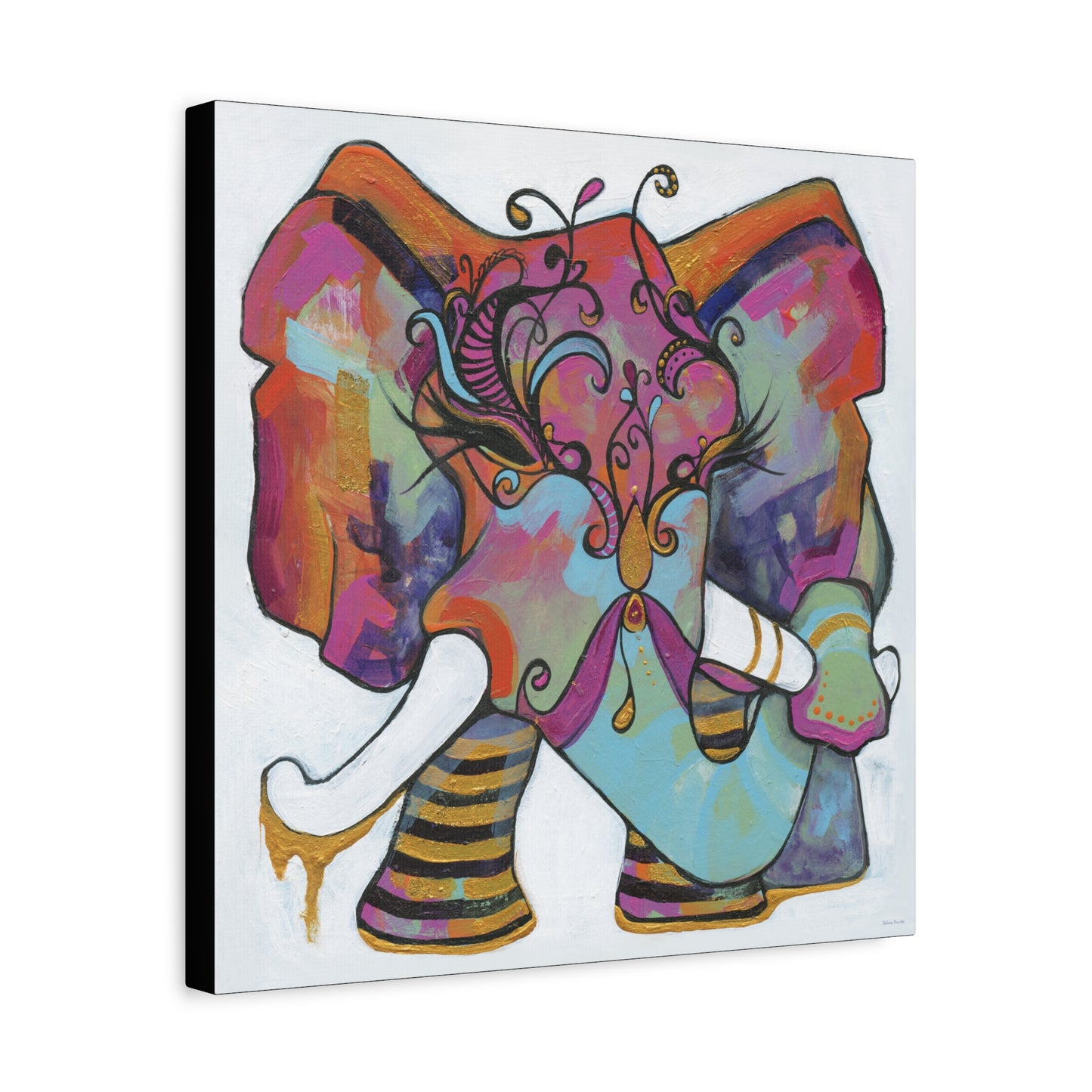 "Masquerade Elephant" Unframed Canvas Black Edge Reproduction by Zabrina Fine Art