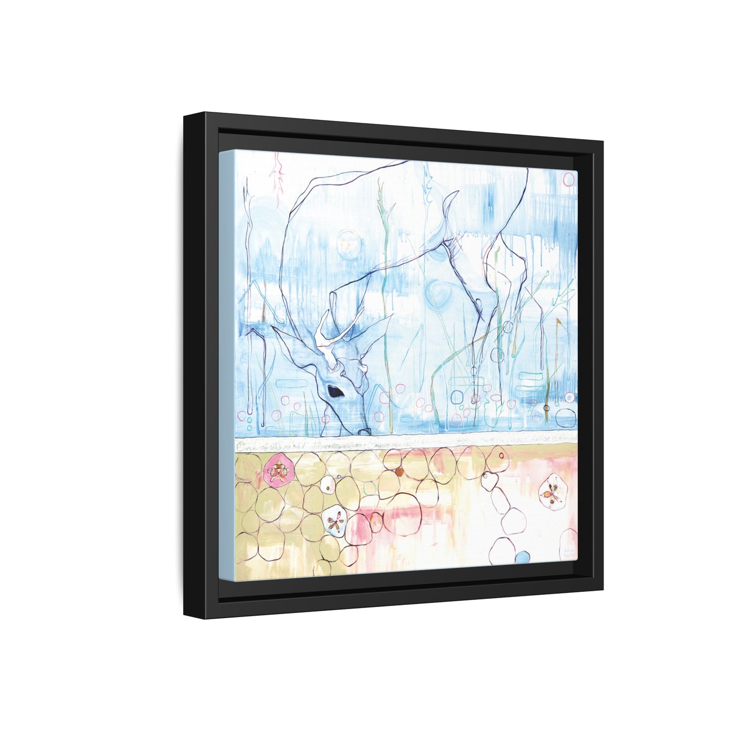 "One Antler Deer" Framed Canvas Fine Art Reproduction by Zabrina Fine Art
