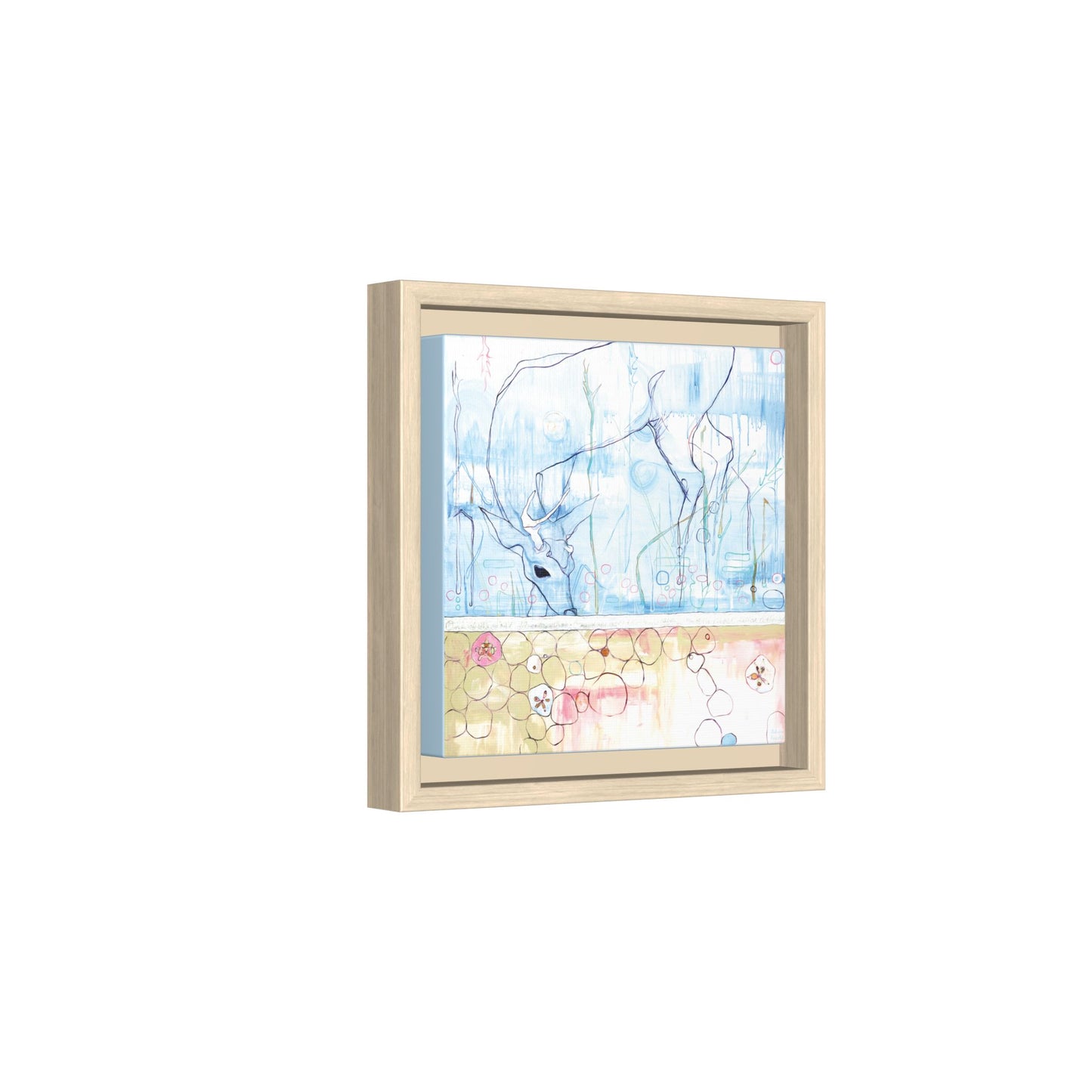 "One Antler Deer" Framed Canvas Fine Art Reproduction by Zabrina Fine Art