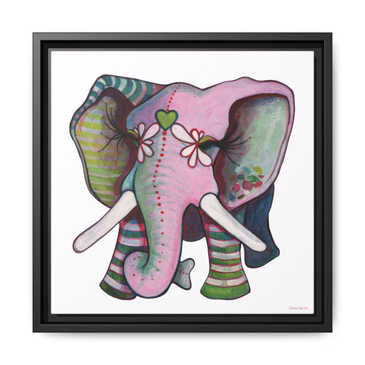 "Green Heart Elephant" Framed Canvas Fine Art Reproduction by Zabrina Fine Art