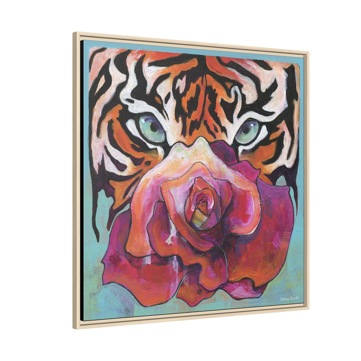 "Tiger Rose" Framed Canvas Fine Art Reproduction by Zabrina Fine Art