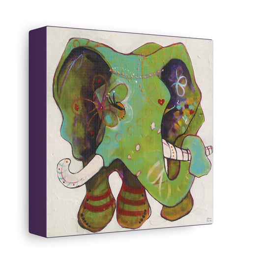 "Green Elephant" Unframed Canvas Bossanova Purple Edge Reproduction by Zabrina Fine Art