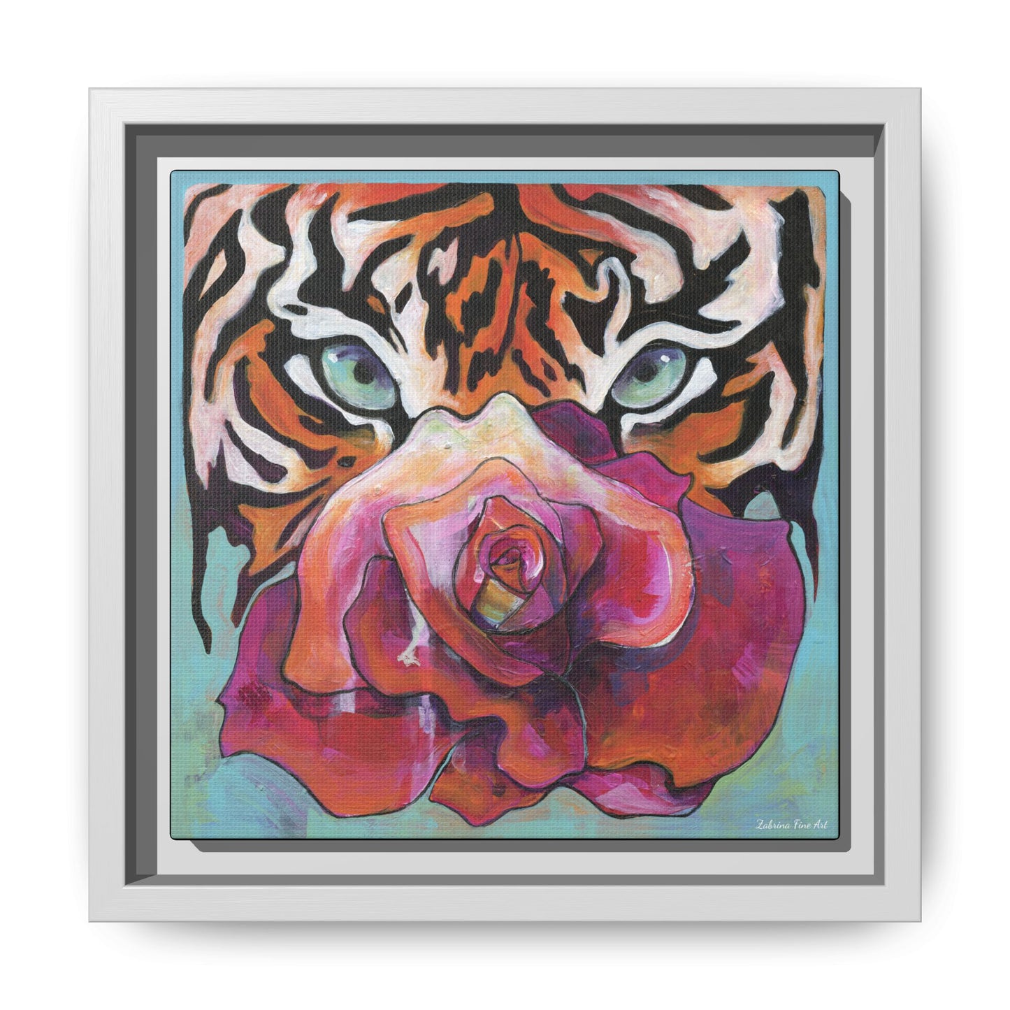 "Tiger Rose" Framed Canvas Fine Art Reproduction by Zabrina Fine Art