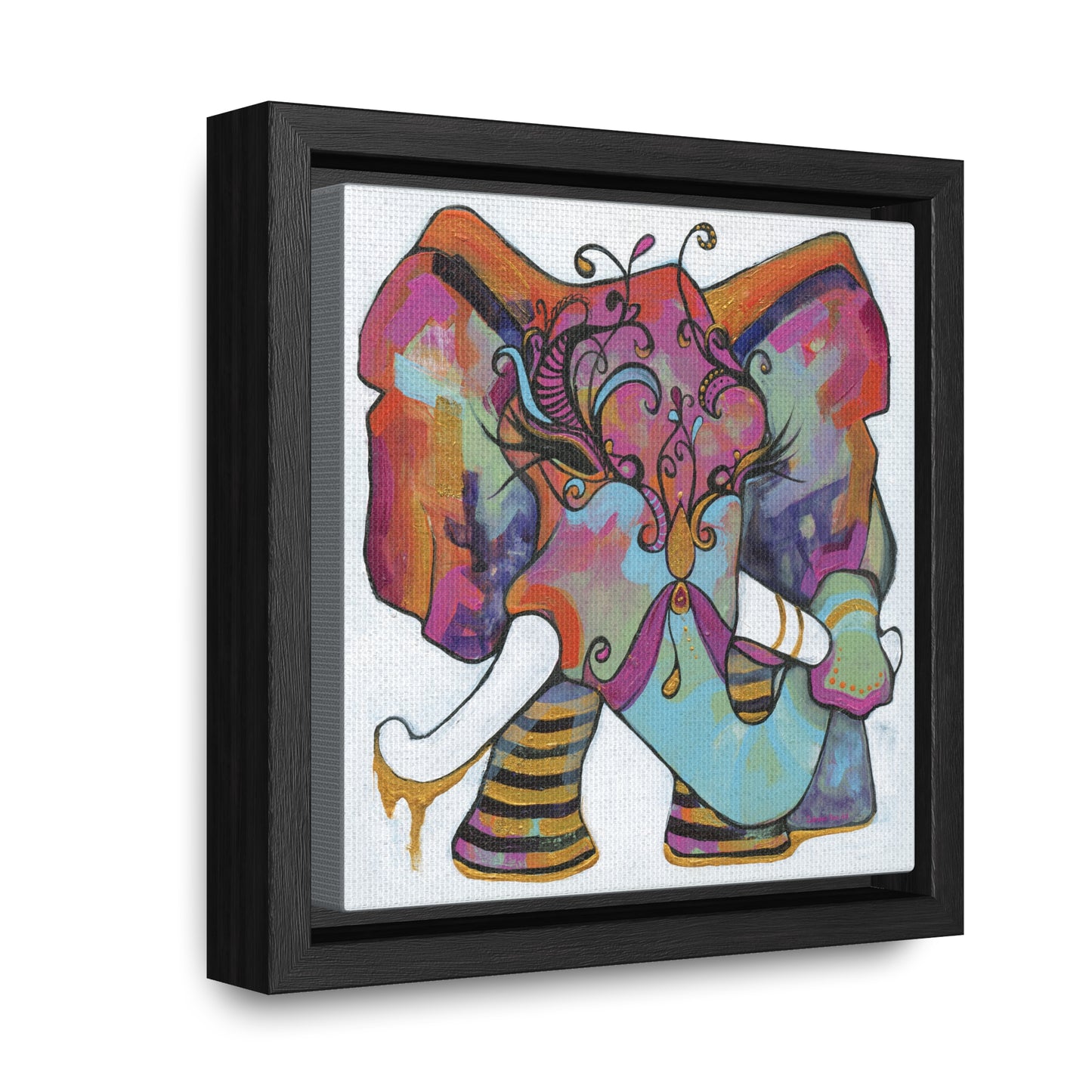 "Masquerade Elephant" Framed Canvas Fine Art Reproduction by Zabrina Fine Art