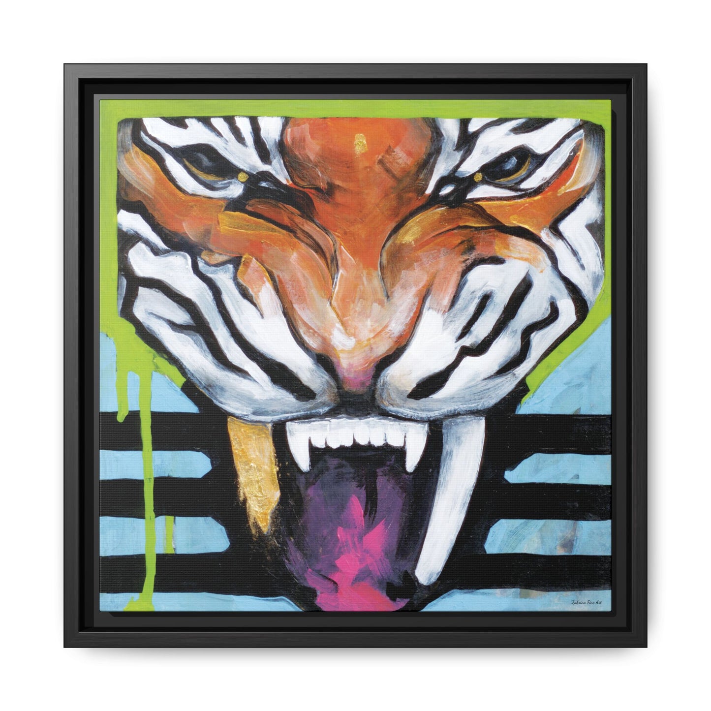 "Tiger Fang" Framed Canvas Fine Art Reproduction by Zabrina Fine Art