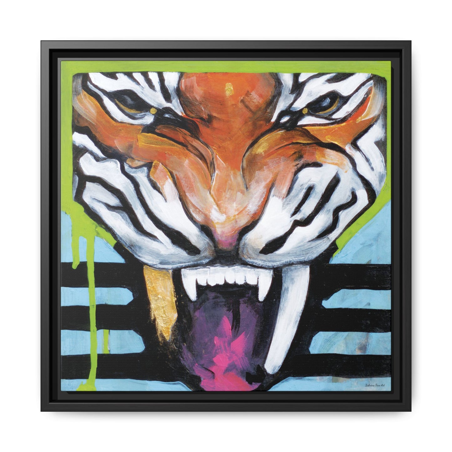"Tiger Fang" Framed Canvas Fine Art Reproduction by Zabrina Fine Art