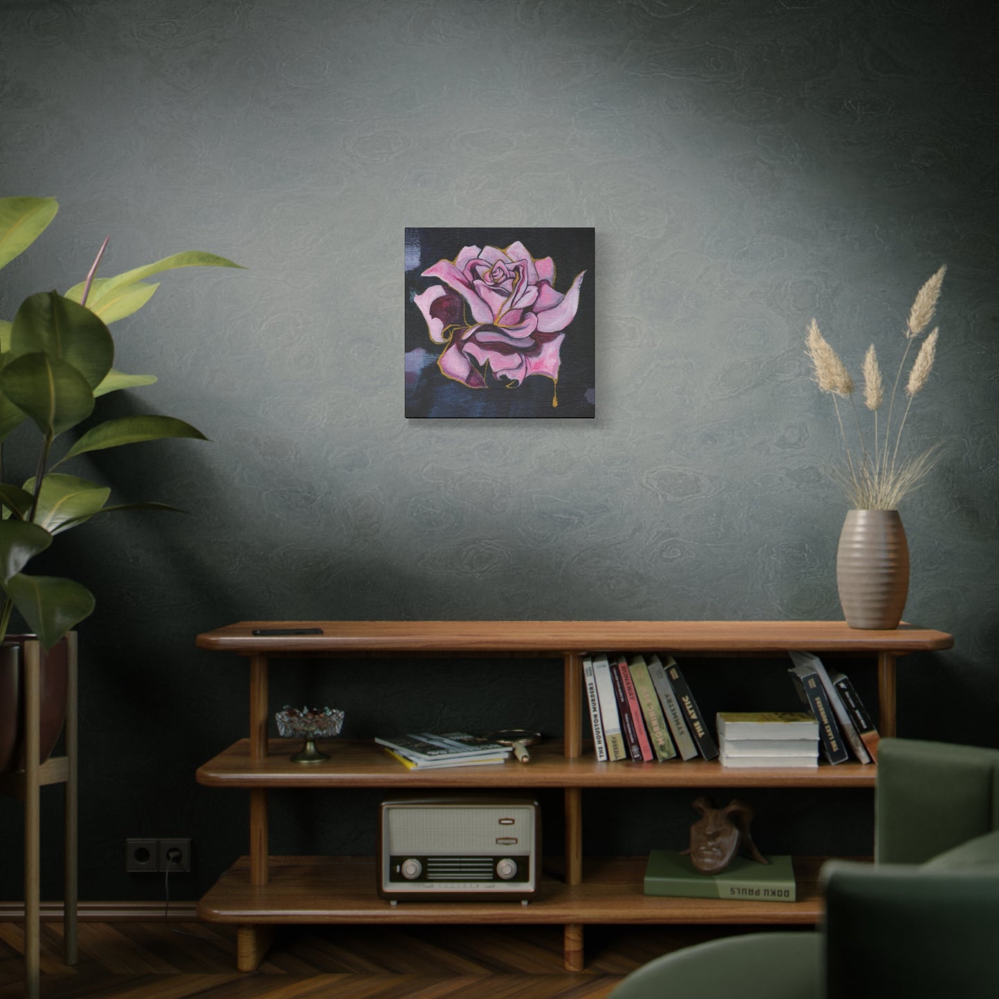 "Gilded Rose" Unframed Canvas Black Edge Reproduction by Zabrina Fine Art