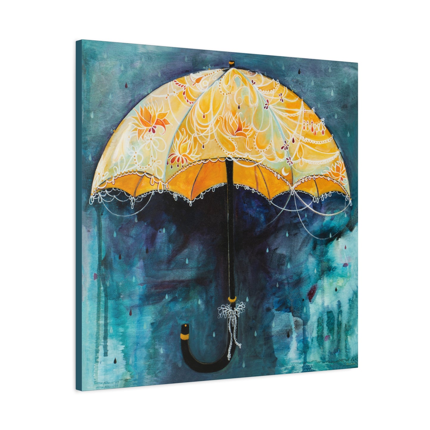 "Rain Glow" Unframed Canvas Ming Blue Edge Reproduction by Zabrina Fine Art