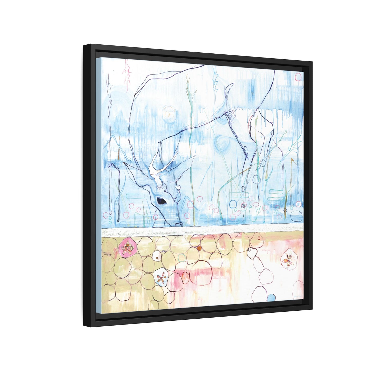 "One Antler Deer" Framed Canvas Fine Art Reproduction by Zabrina Fine Art