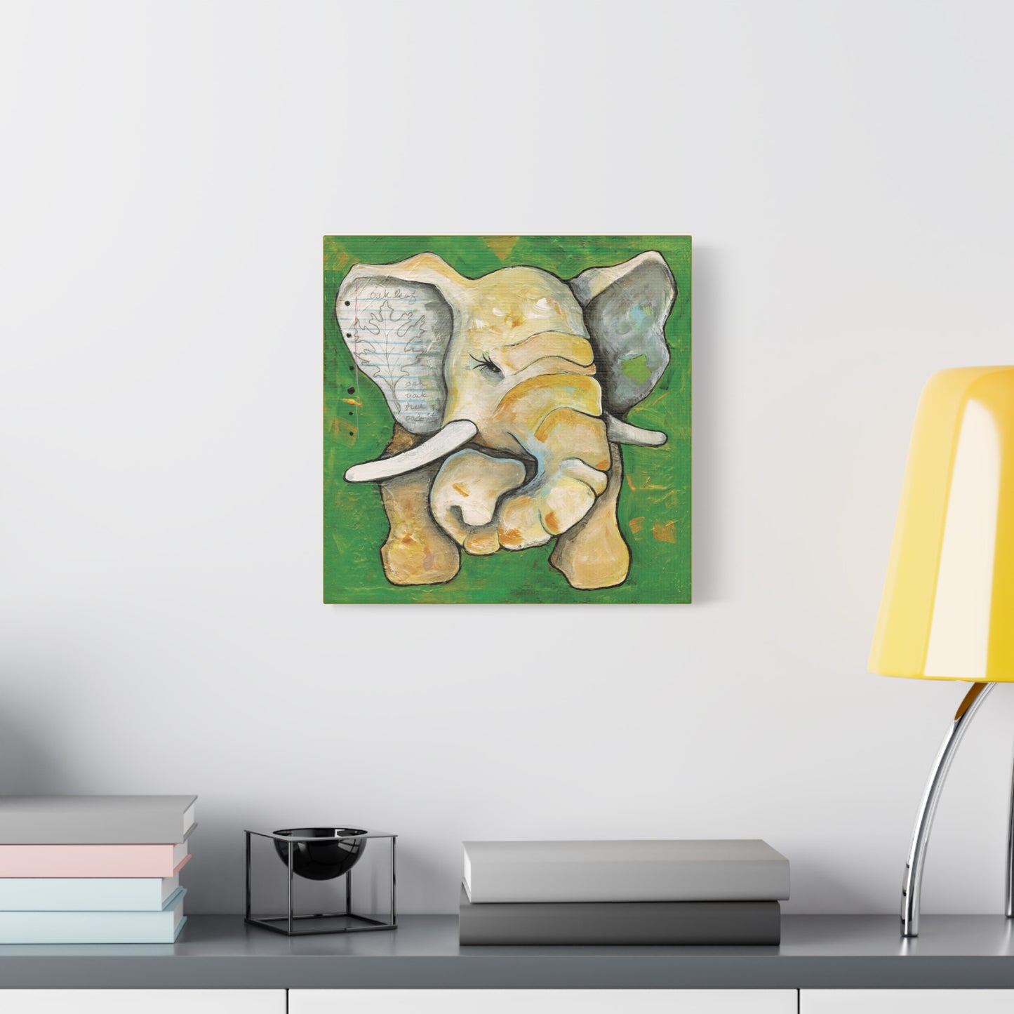 "Oak Leaf Elephant" Unframed Canvas Yellow Edge Reproduction by Zabrina Fine Art