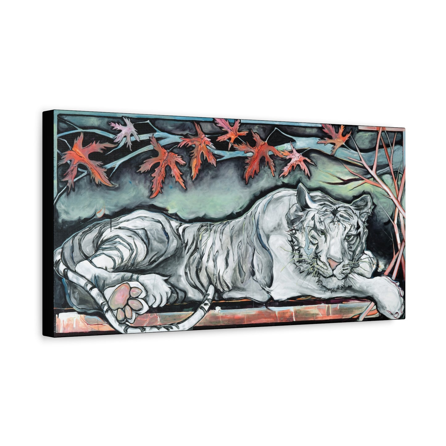 "White Tiger" Unframed Canvas Black Edge Reproduction by Zabrina Fine Art