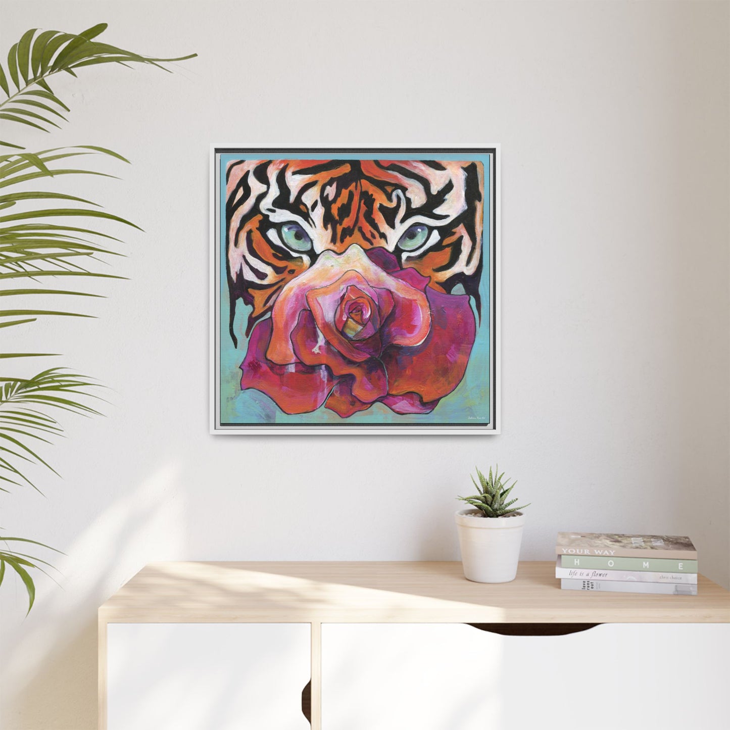 "Tiger Rose" Framed Canvas Fine Art Reproduction by Zabrina Fine Art
