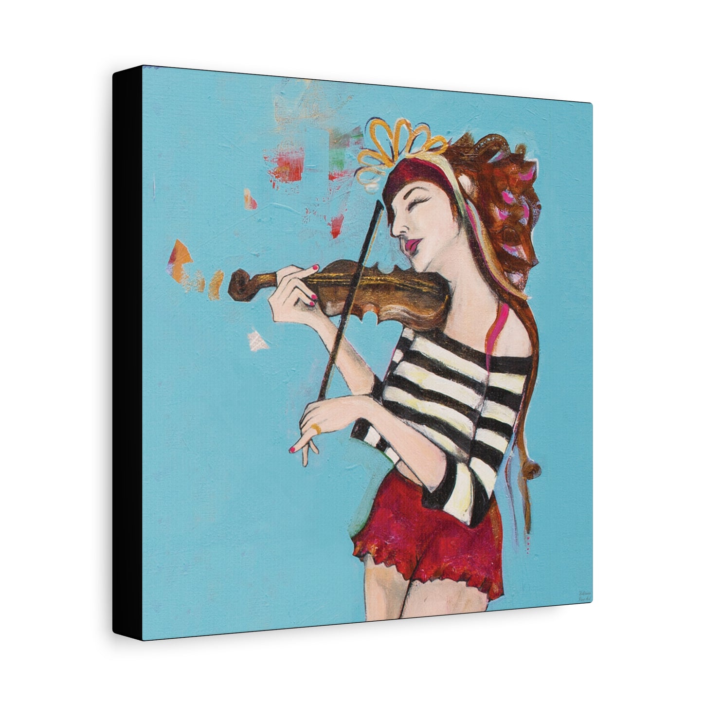 "The Violinist" Unframed Canvas Black Edge Reproduction by Zabrina Fine Art